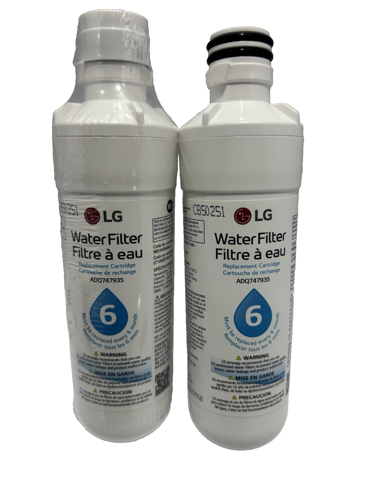LG LT1000P2 6-Month / 200 Gallon Refrigerator Replacement Water Filter, Qty of 2