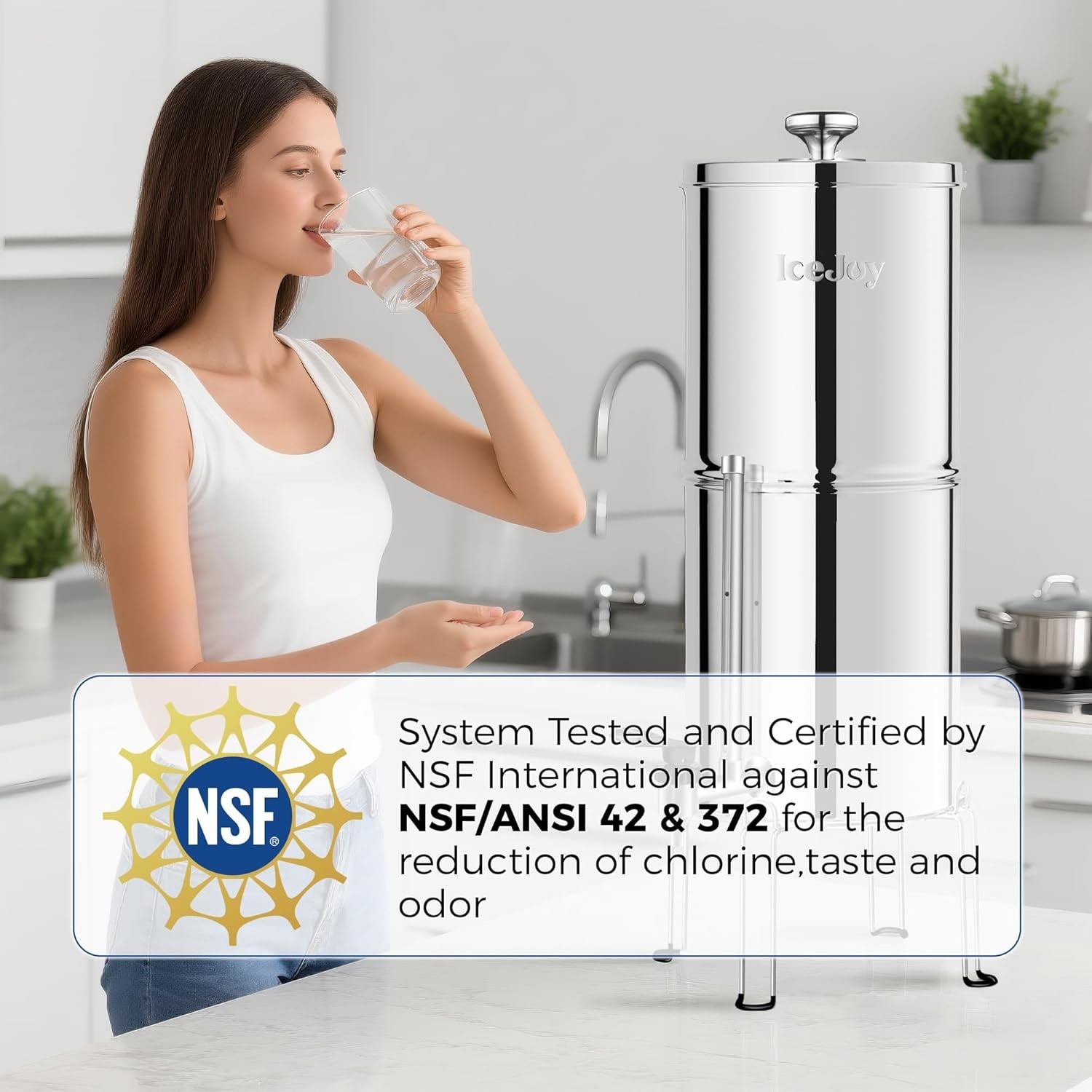 8-Stage Gravity Water Filtration System 3.0 Gallon-304 Stainless Steel Counte…