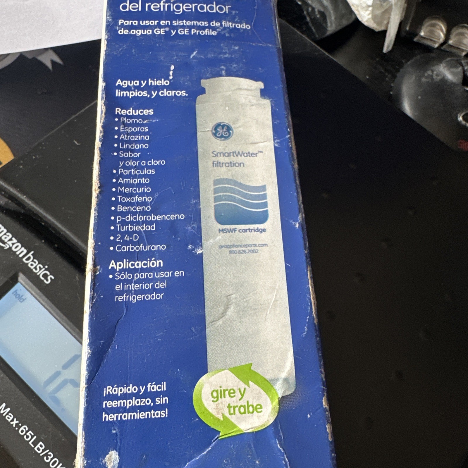 MSWF 1 Pack GE MSWF SmartWater Genuine Refrigerator Water Filter New BOX DAMAGED
