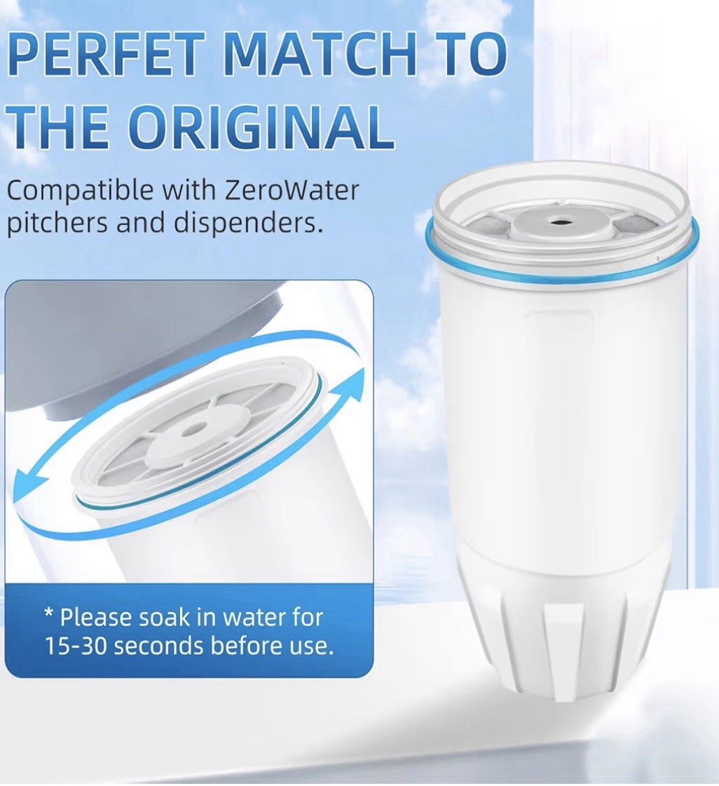 Water Filter Replacement Fit for Zero Pitcher and Dispenser ZR-001 ZR-017 3Pack