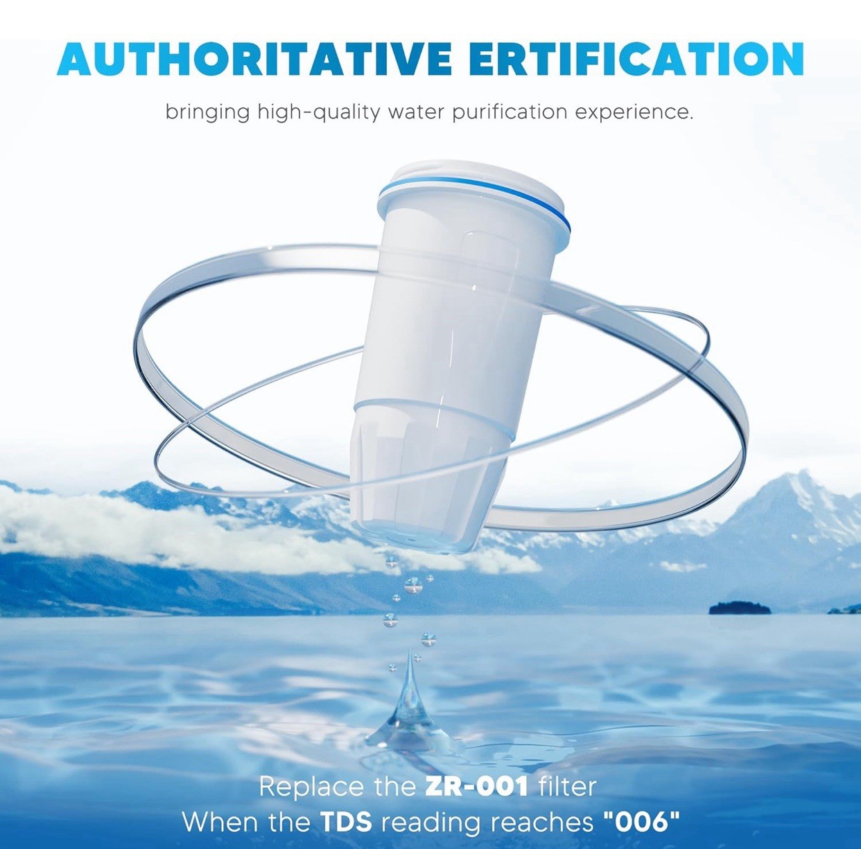 Water Filter Replacement 4 Pack Fit for Zero Pitcher and Dispenser ZR-001 ZR-017