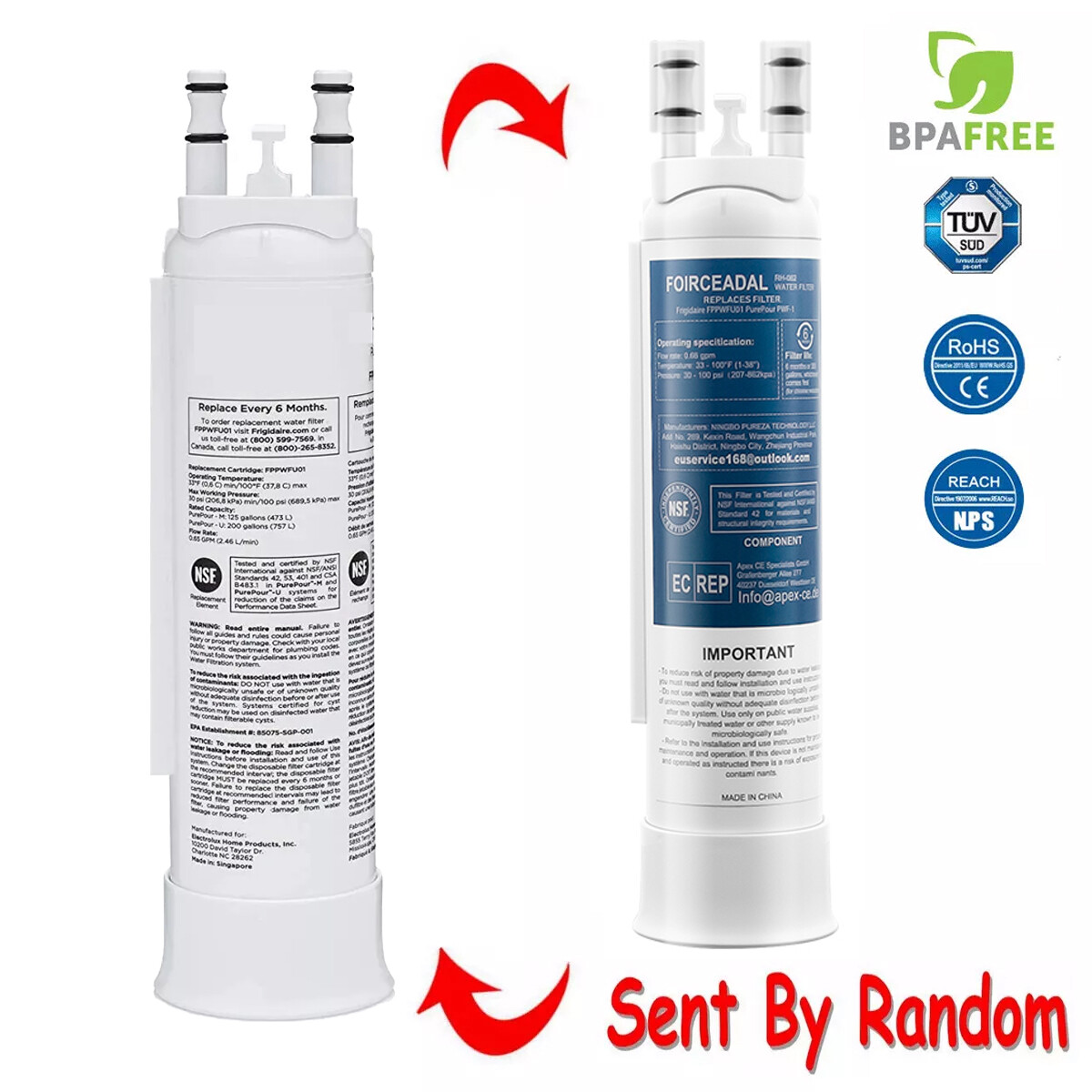 8-1 PCS For PurePour PWF-1 Filter Frigidaire FPPWFU01 & Ice Filter Refrigerator