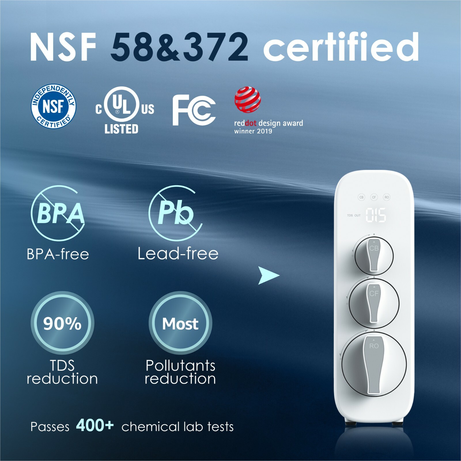Waterdrop G3 Tankless Reverse Osmosis Water Filtration System, with 6 Filters