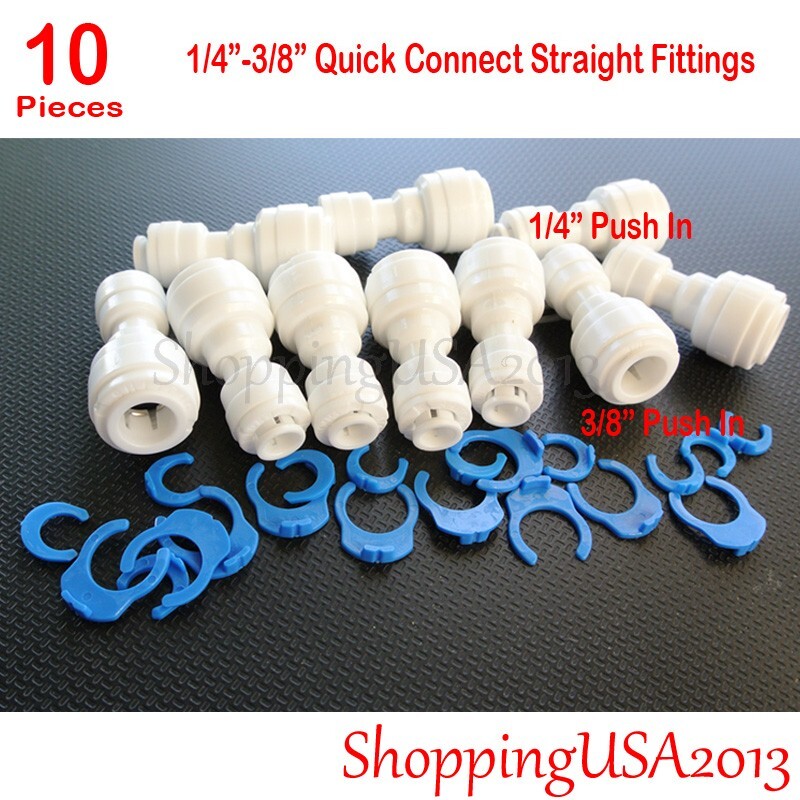 10Pcs 1/4-3/8 Quick Connect Straight Fitting Connector Push In Water Filter