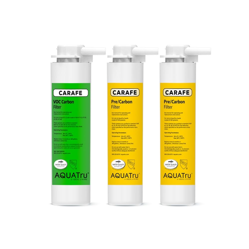 AquaTru One Year Carafe Filter Combo Pack Includes 1 Pre/Carbon Filter (Stages