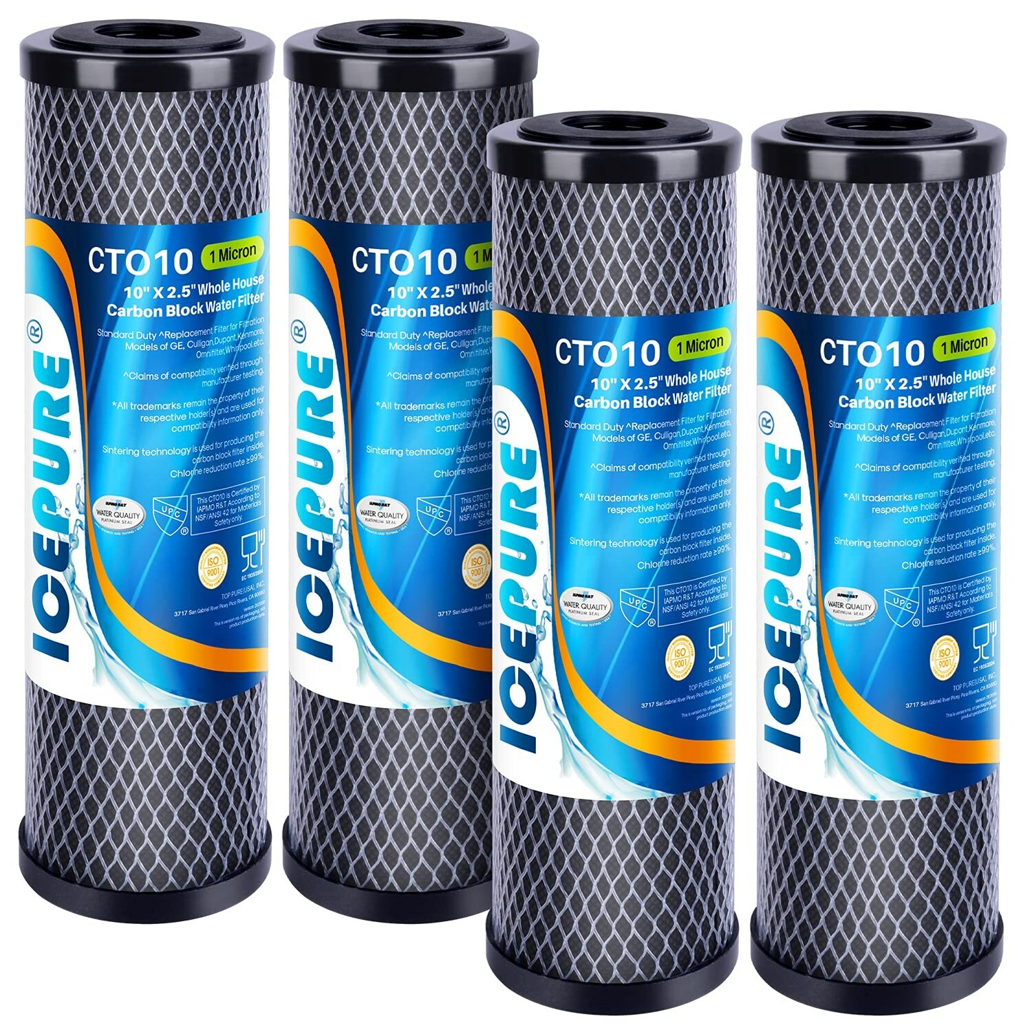 1 Micron 10″ x 2.5″ Whole House CTO Sedimen Water Filter Fit DuPont WFPFC8002