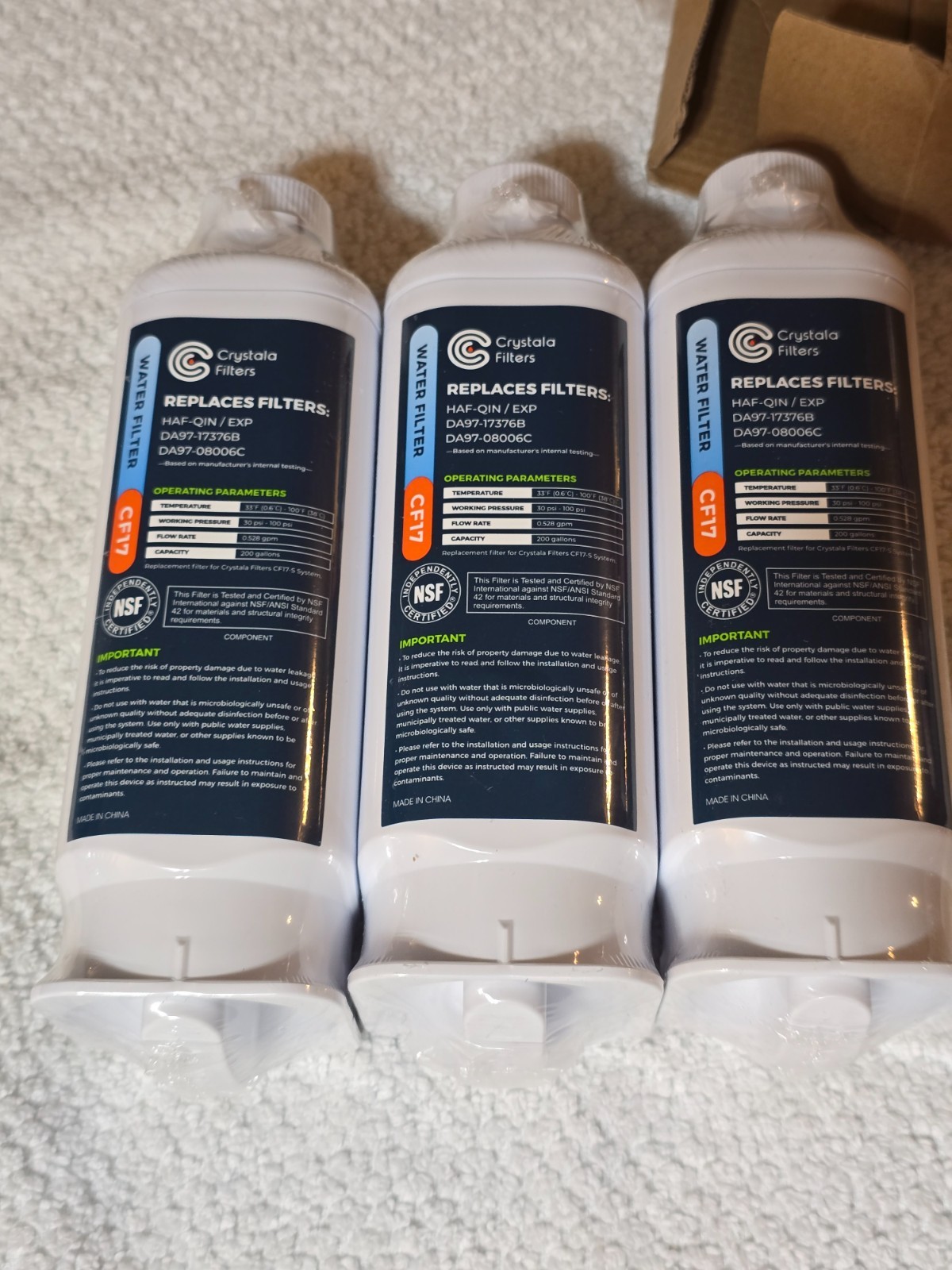 3 Pack Replacement Water Filter for Samsung HAF-QIN HAF-QIN/EXP DA97-17376B