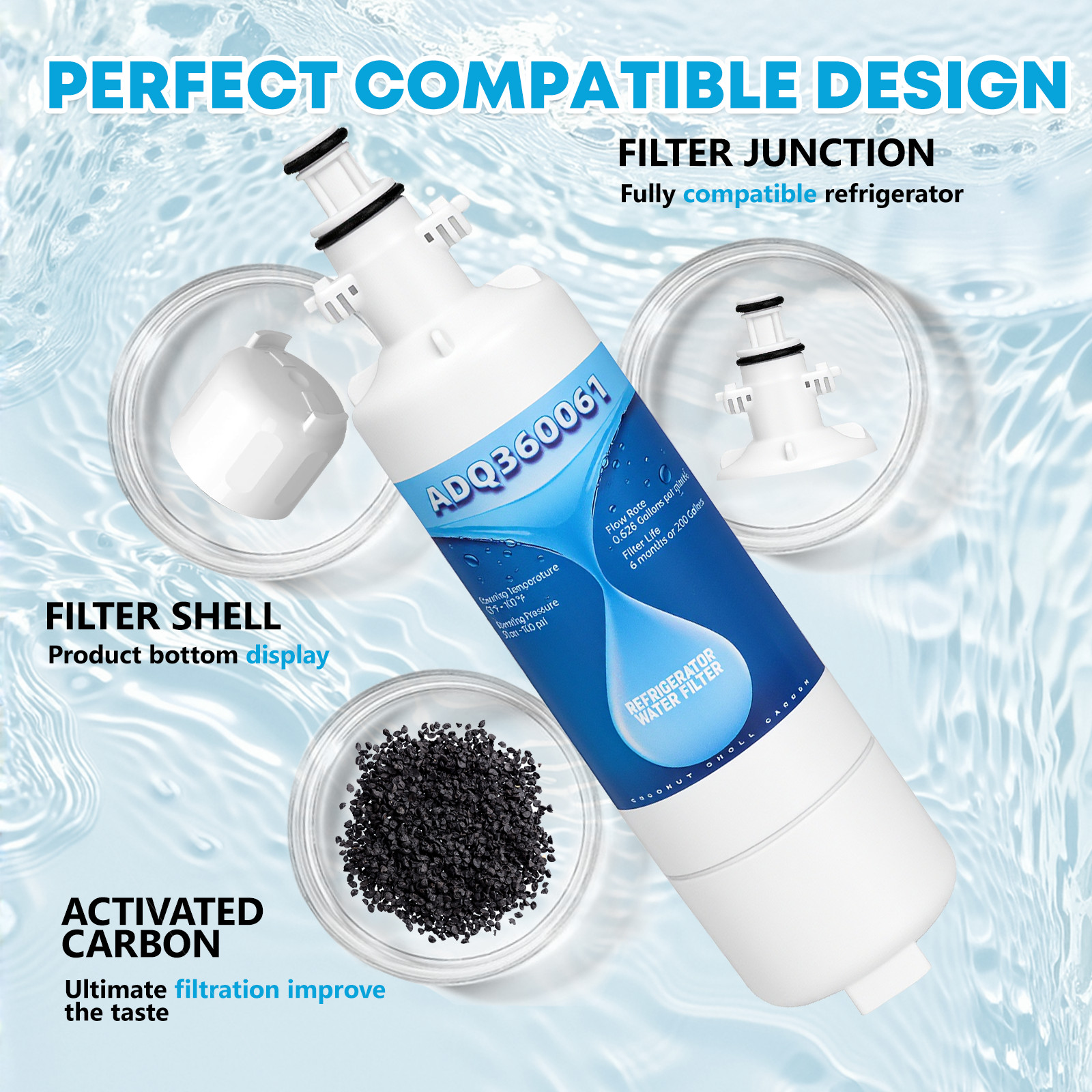 4 pcs Fit for LG LT700P ADQ36006101 469690 LFX31935ST Refrigerator Water Filter
