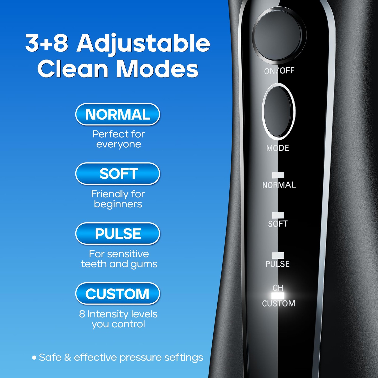 Nicwell Water Dental Flosser for Teeth – 4 Modes & 1 Count (Pack of 1), Black