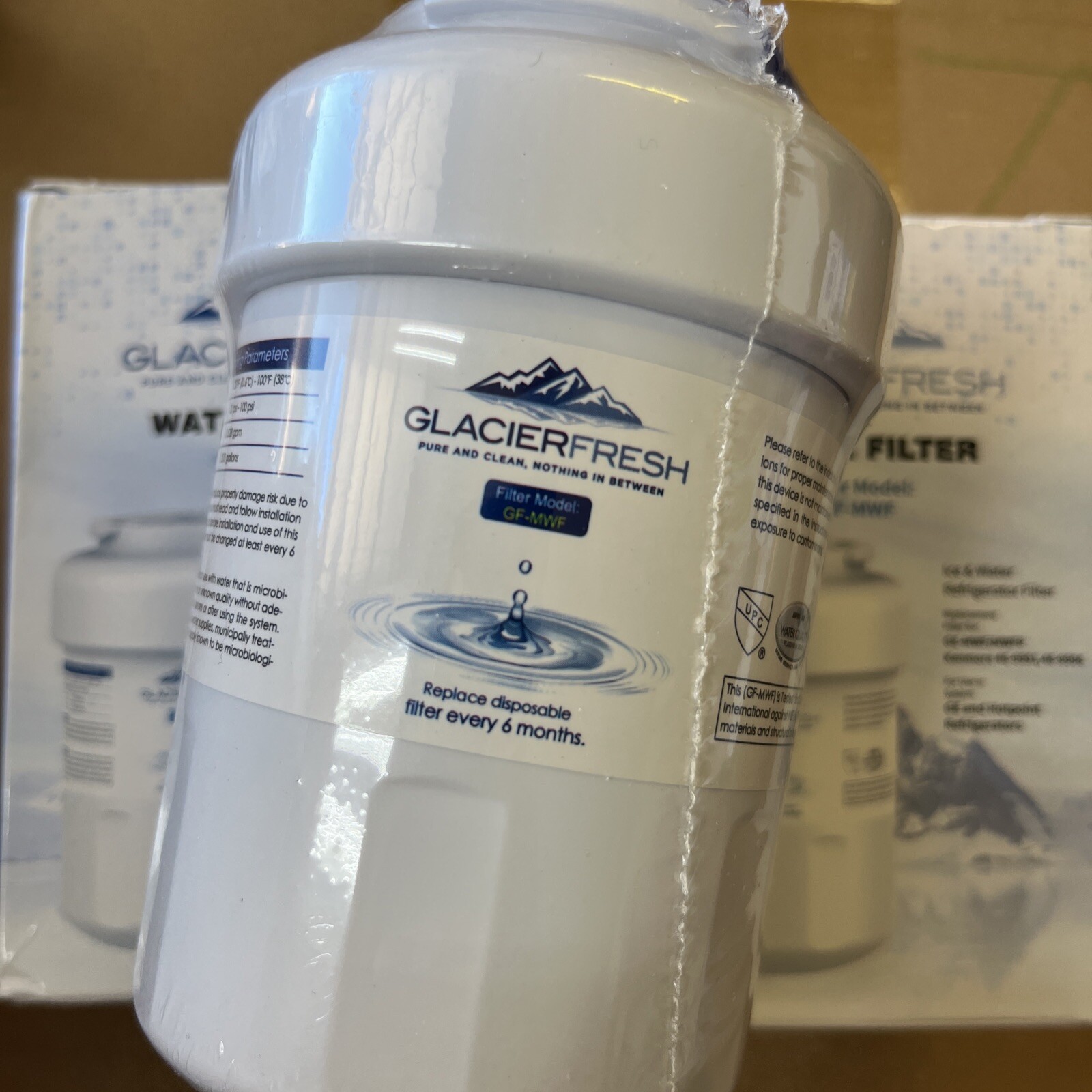 2 pack GLACIER FRESH MWF Water Filters for GE Refrigerators, NSF 42 GF-MWF