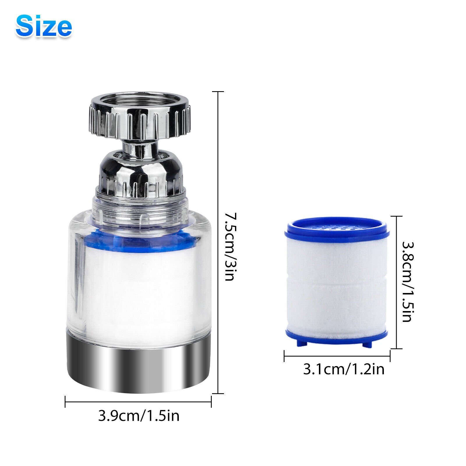 2×Faucet Water Filter System Kitchen Sink Mount Filtration Tap Purifier Clean US