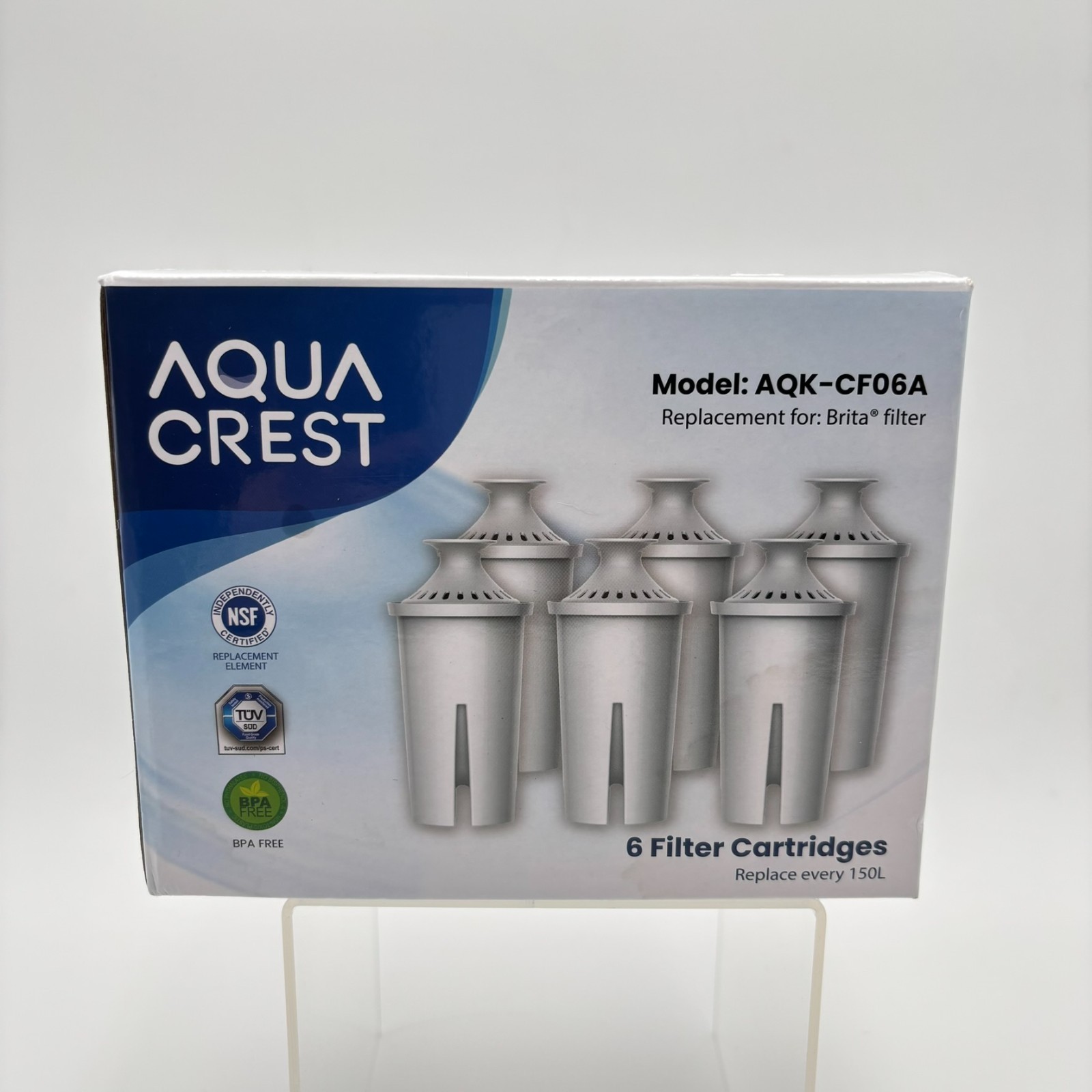 Aqua Crest AQK-CF06A 6 Pack Water Filter Replacement For Brita Pitchers BPA Free