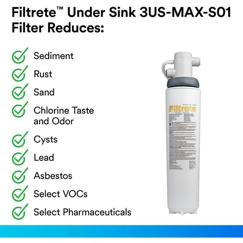Water Filtration System Under Sink Reduces Lead Asbestos Manual Operation New