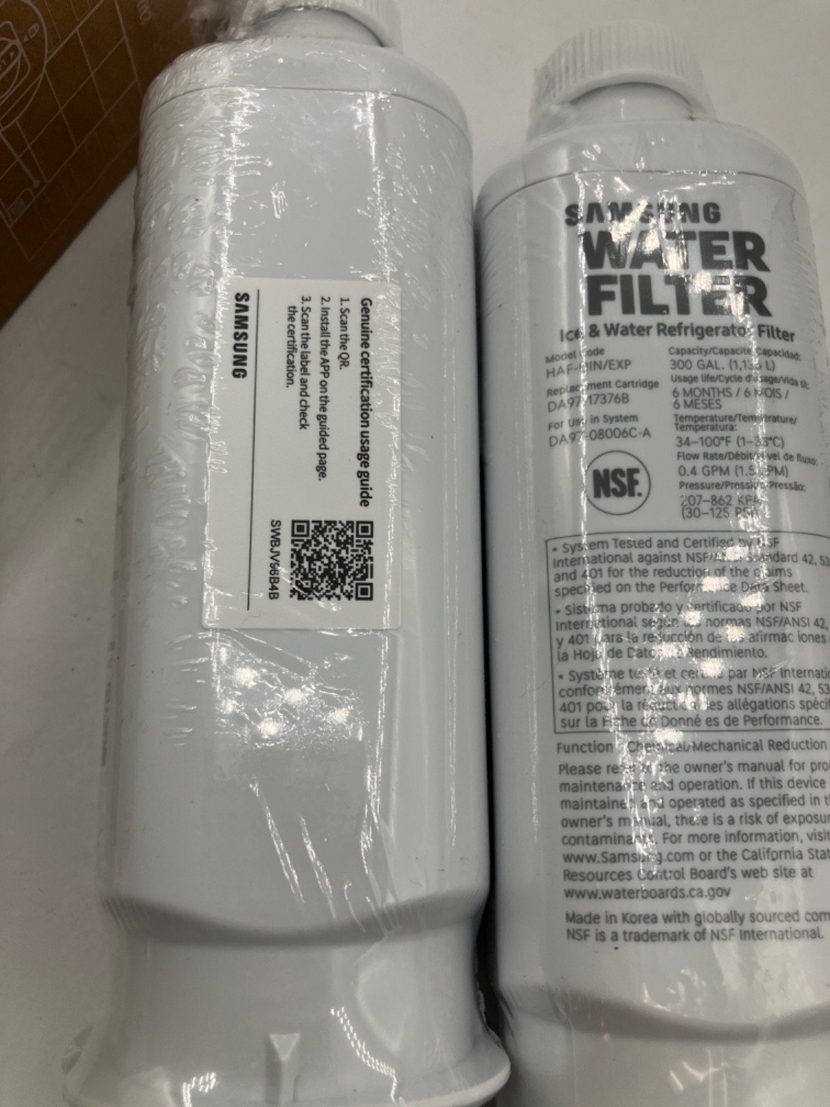 2 Pk Samsung Genuine Refrigerator Water Filter HAF-QIN/EXP DA97-17376B