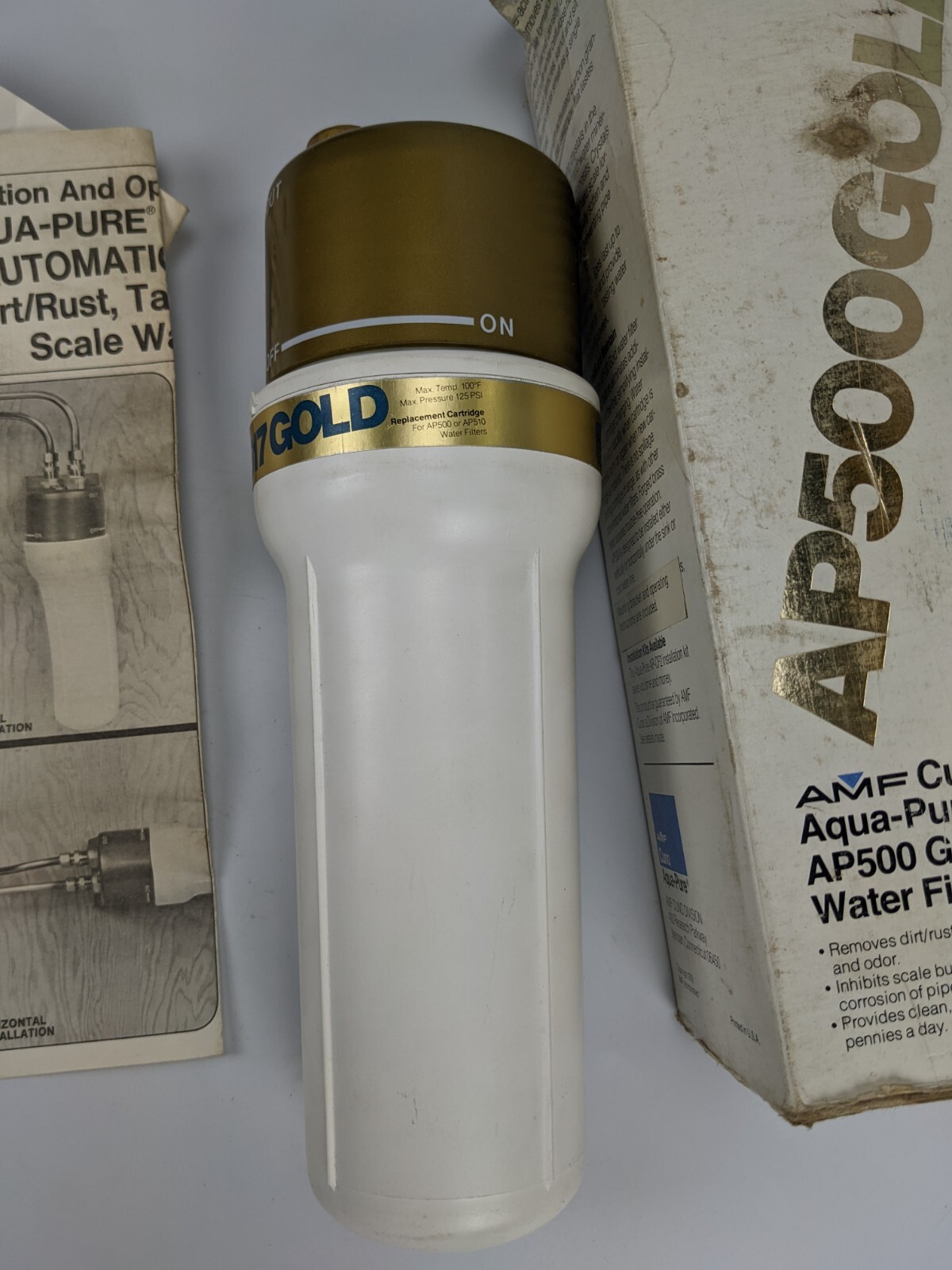 AQUA-PURE AP500 Gold Water Filter – NEW OLD STOCK automatic scale taste odor