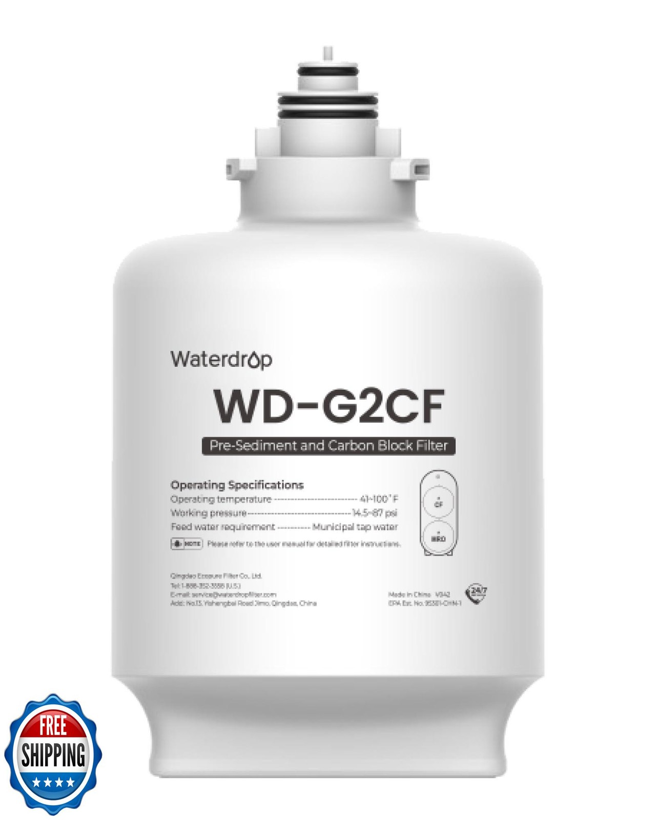 Waterdrop WD-G2CF Filter, Replacement for WD-G2-W, WD-G2-B, WD-G2