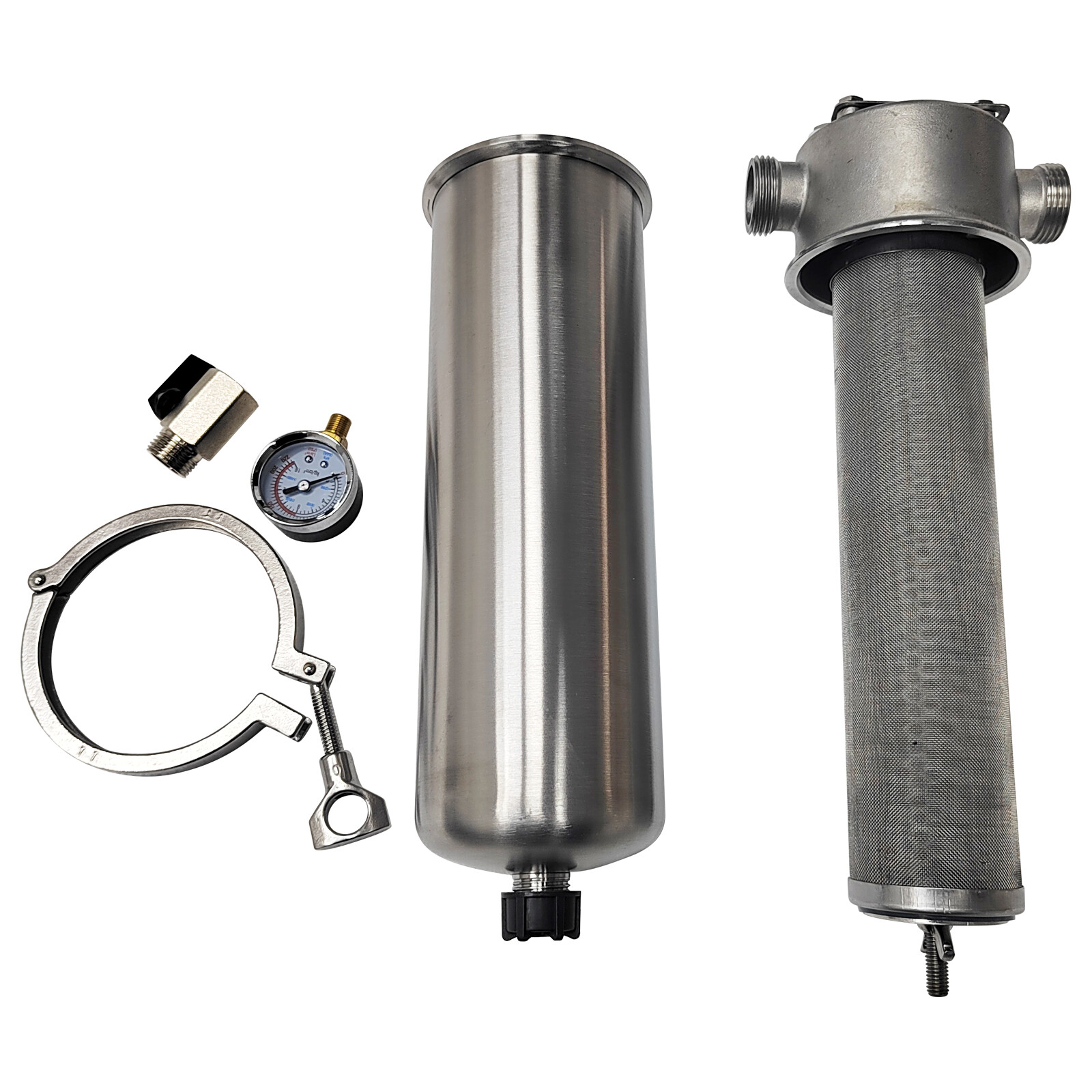 Water Filter 10″L Corrosion-resistant 304 Stainless Steel Filter 1″NPT In/Outlet