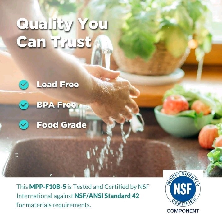 SimPure Sediment Water Filter 5 Micron 10″ x 4.5″ Whole House MPP-F10B-5