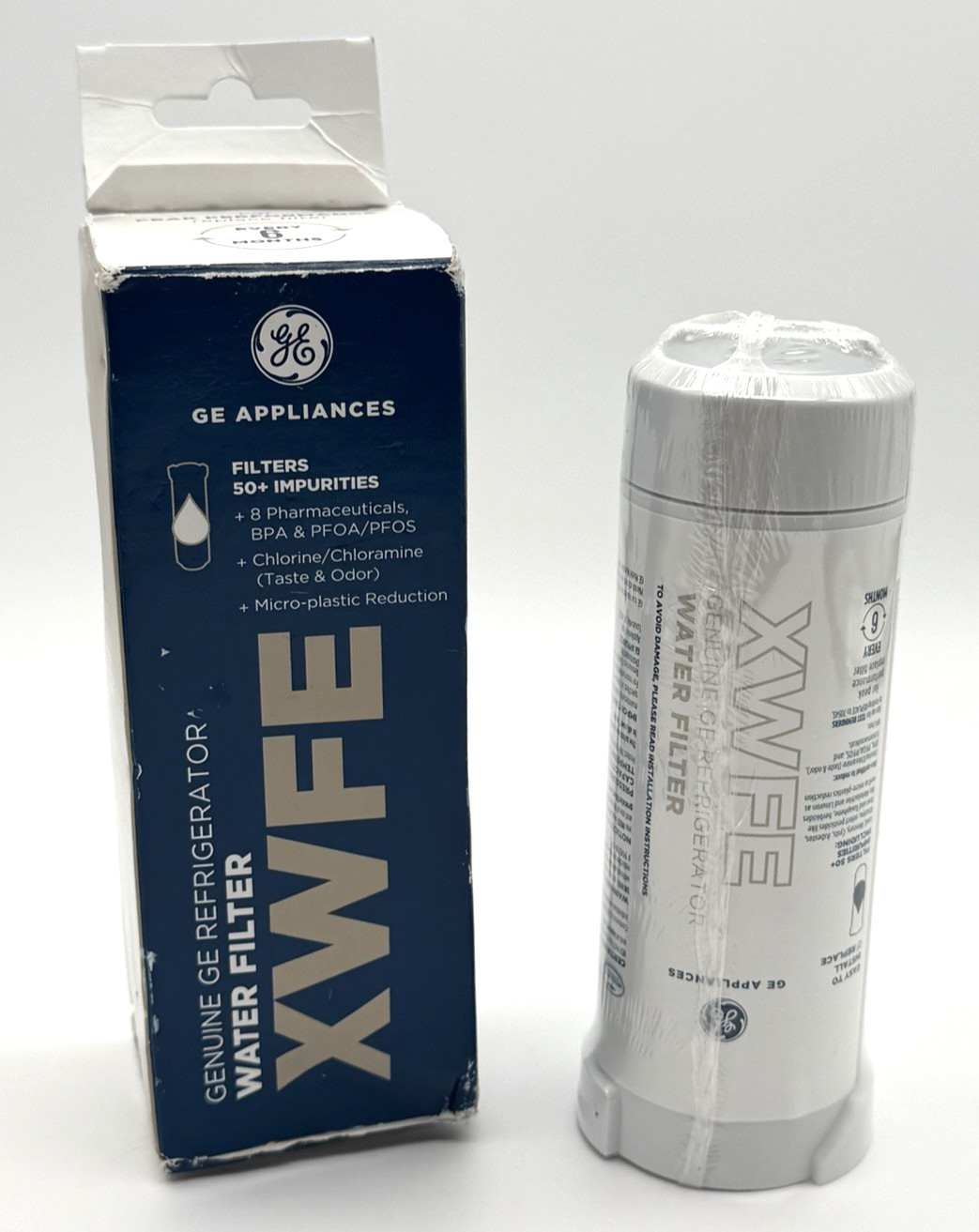 Genuine GE appliances Refrigerator Water Filter XWFE removes 50+ Impurities