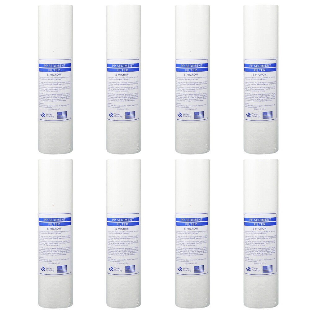 4/8x 1/5 Micron 10″ x 2.5″ PP Sediment Water Filter Whole House Cartridge