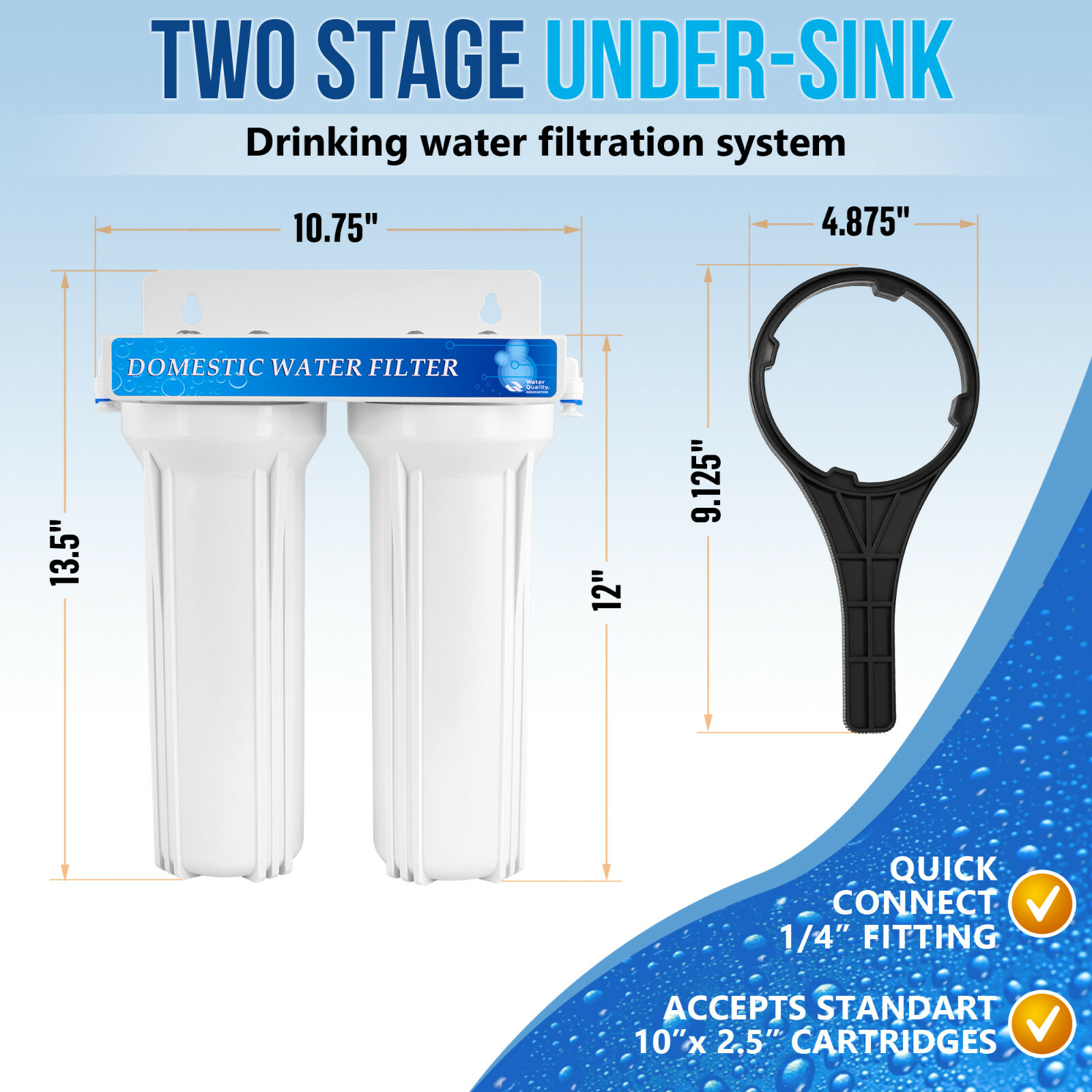 2 Stage Under Sink Drinking Water Filtration Unit: and Yearly Supply of Filters