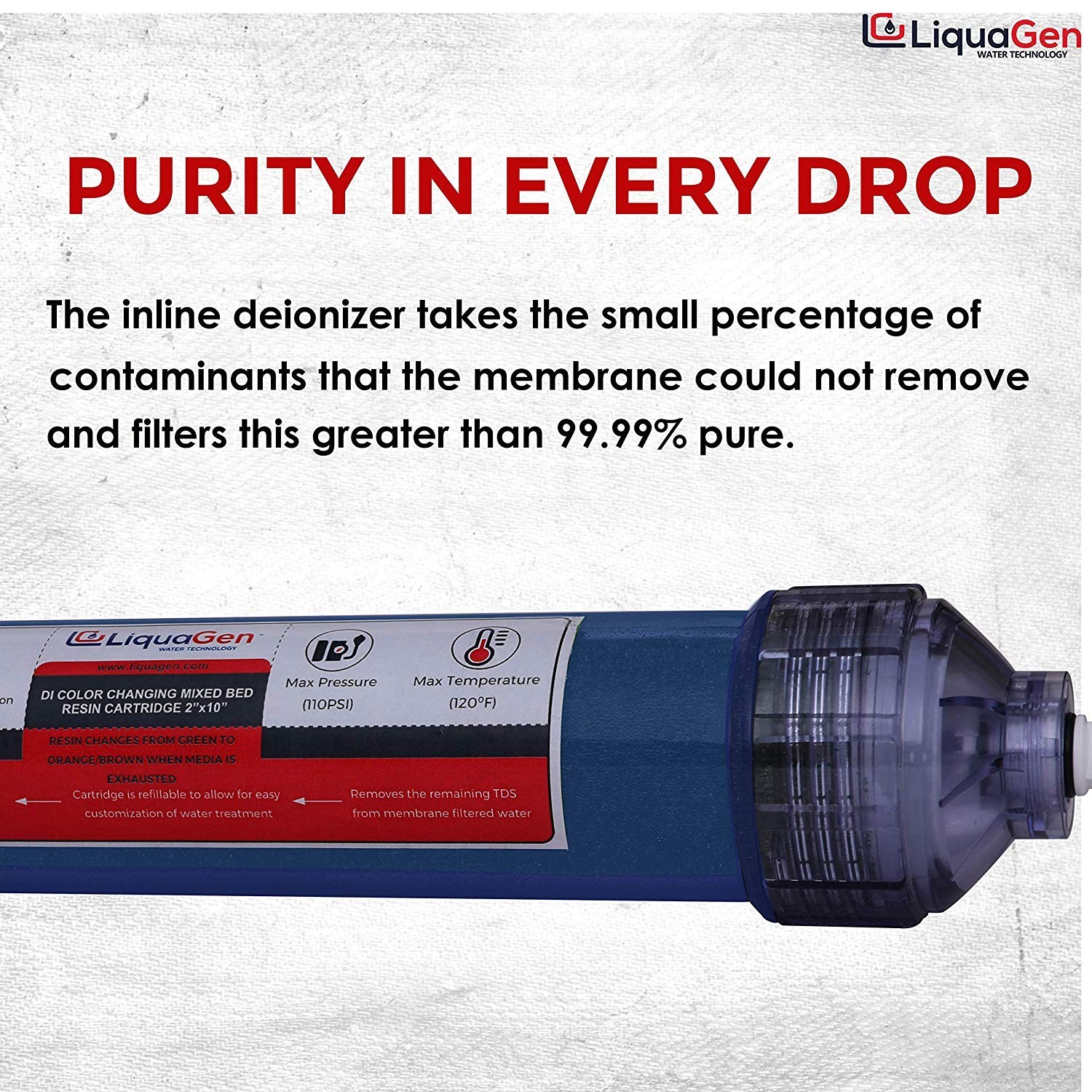 LiquaGen 5 Stage RODI Filter Kit No Membrane Sediment Carbon DI 2.5″x10″