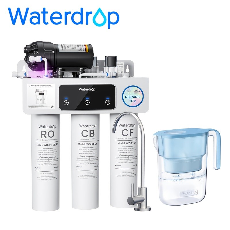 Waterdrop WD-T3-C Reverse Osmosis Water Filter, NExtra with Blue Filter Pitcher