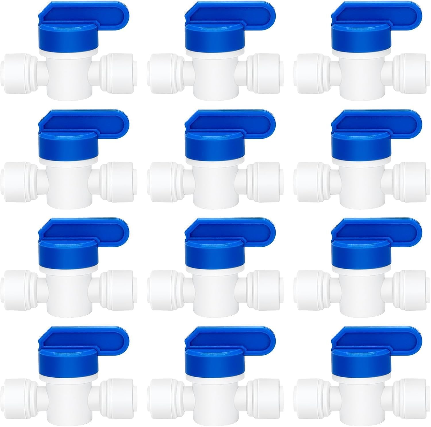 12 Pack 1/4″ Push to Connect Ball Valves – Inline Shut-Off Quick Connect Fitting