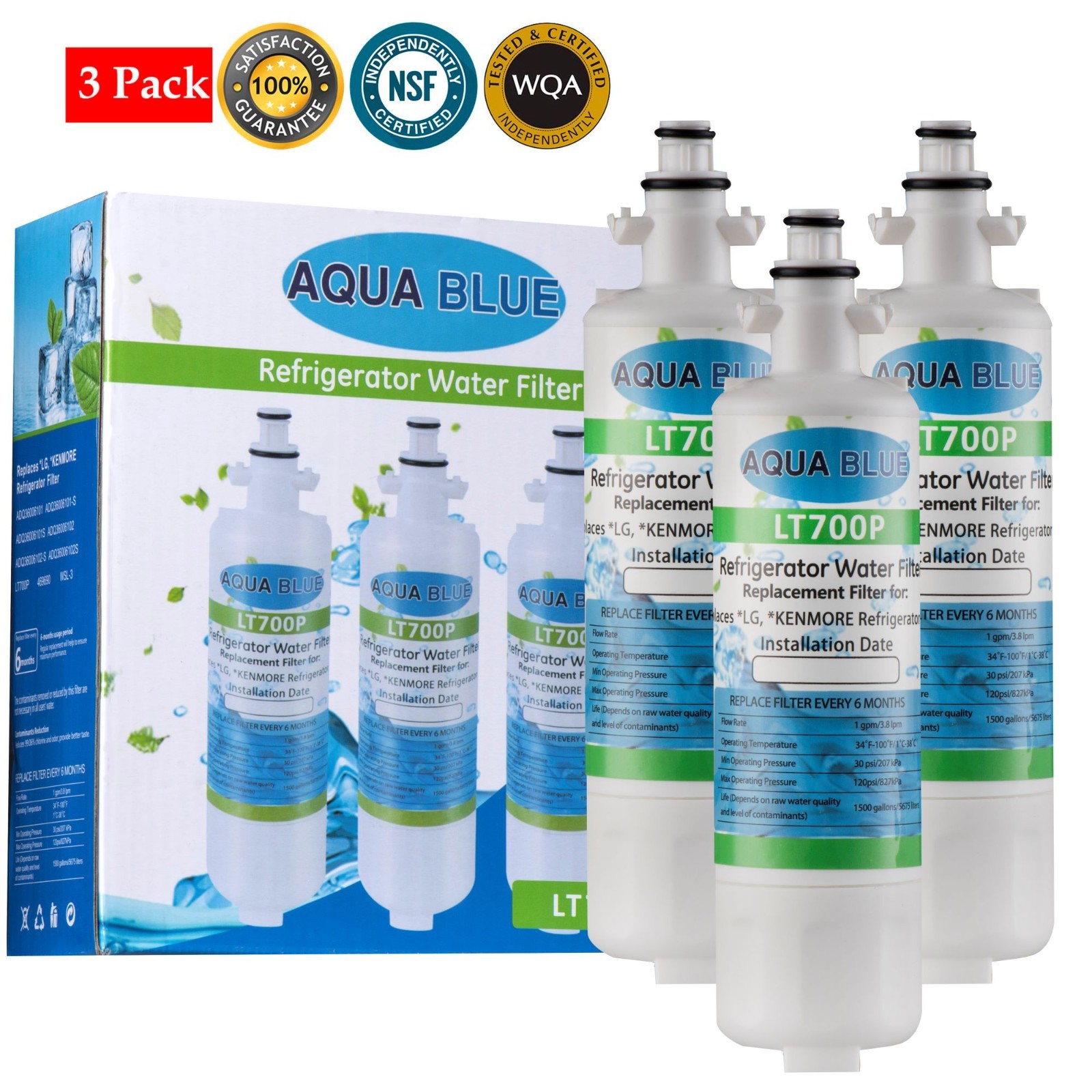 3Pack LG LFXS24663S LFXS27566S LFXS29626B Refrigerator Water Filter