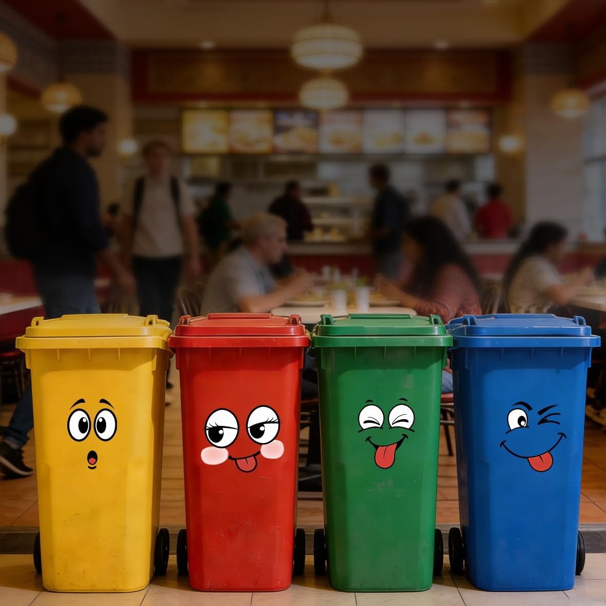 4 Pcs Funny Trash Garbage Can Stickers-Cute Toilet Lid Decal,Adhesive Cartoon…