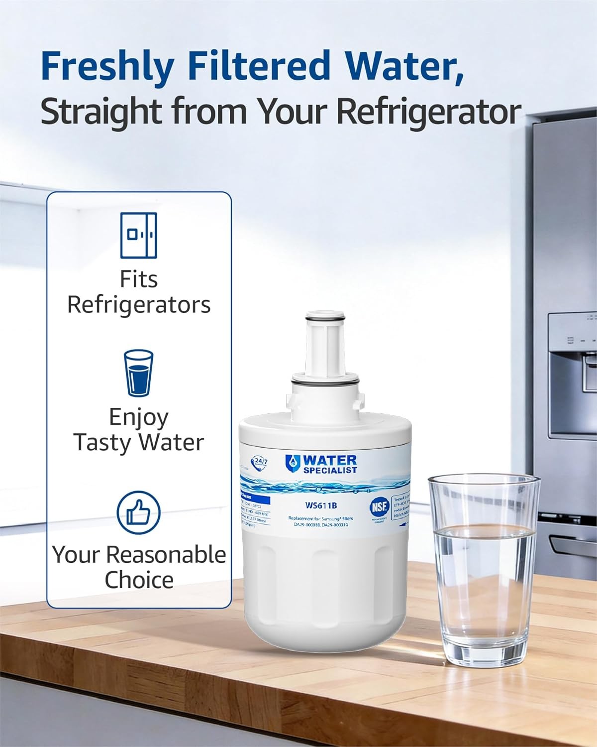 Replacement for Samsung DA29-00003G Refrigerator Water Filter by Waterspecialist