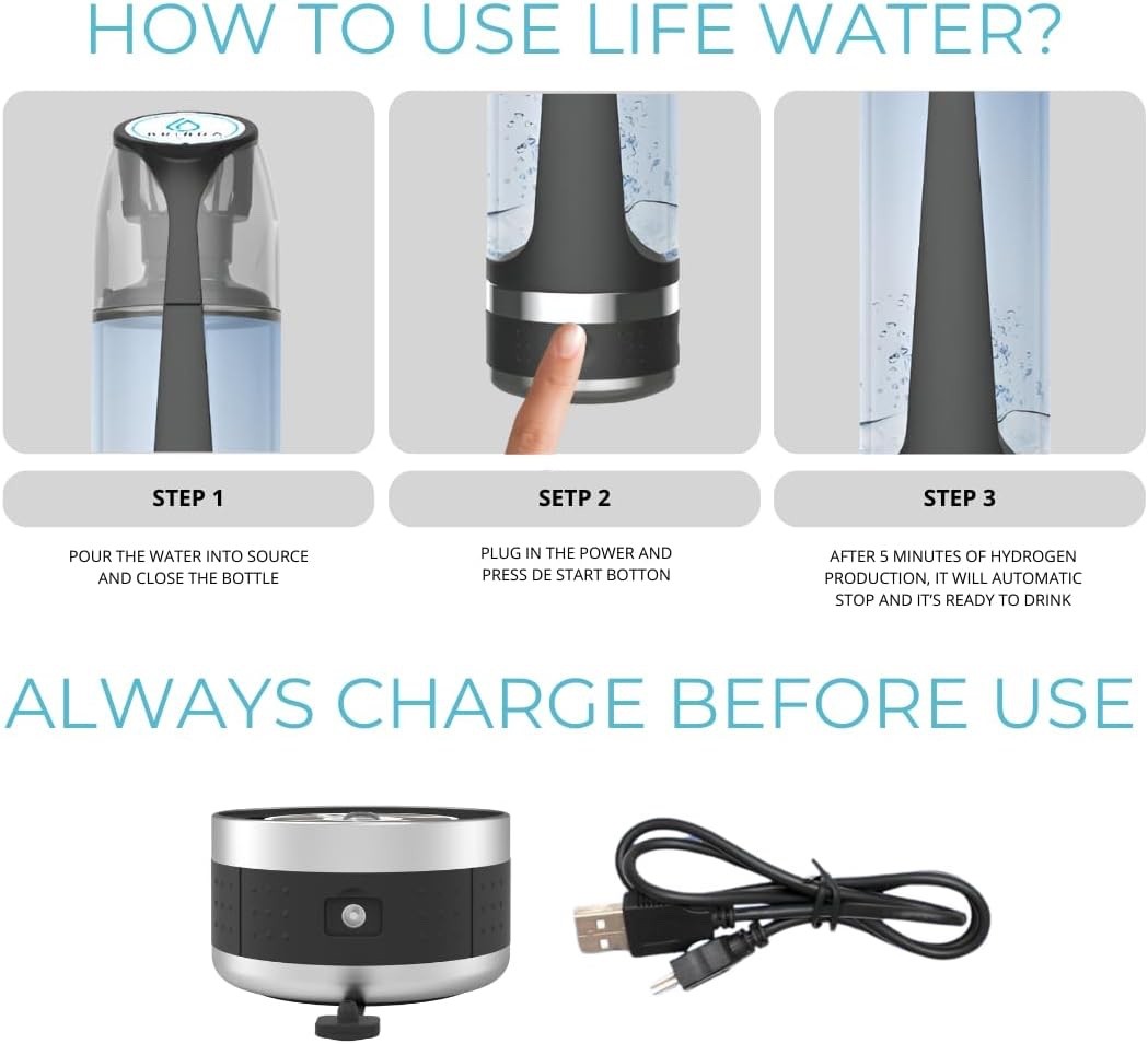 BRINDA | Hydrogen Water Bottle Generator | Water Ionizer | Capacity of 17 oz
