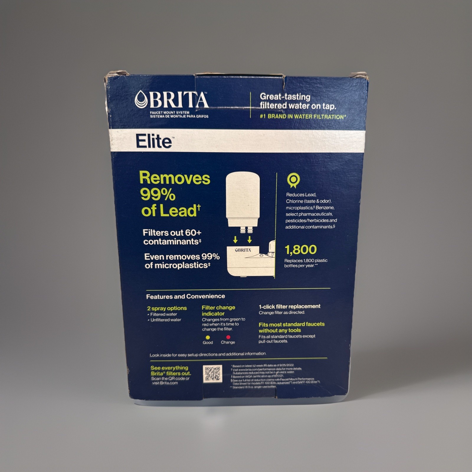 Brita Faucet Mount Water Filter System Chrome, No-Wait Filtration, Easy Install