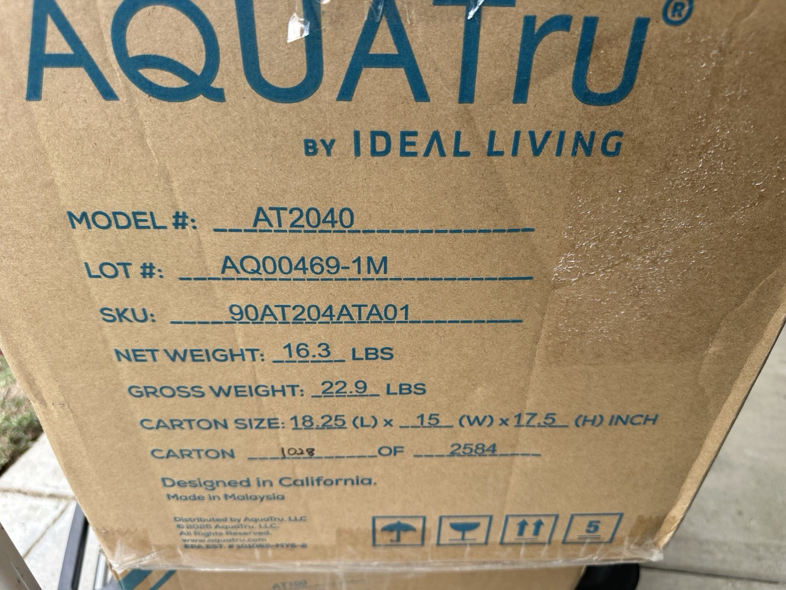 AquaTru Classic Alkaline Countertop Water Filter System New Open Box