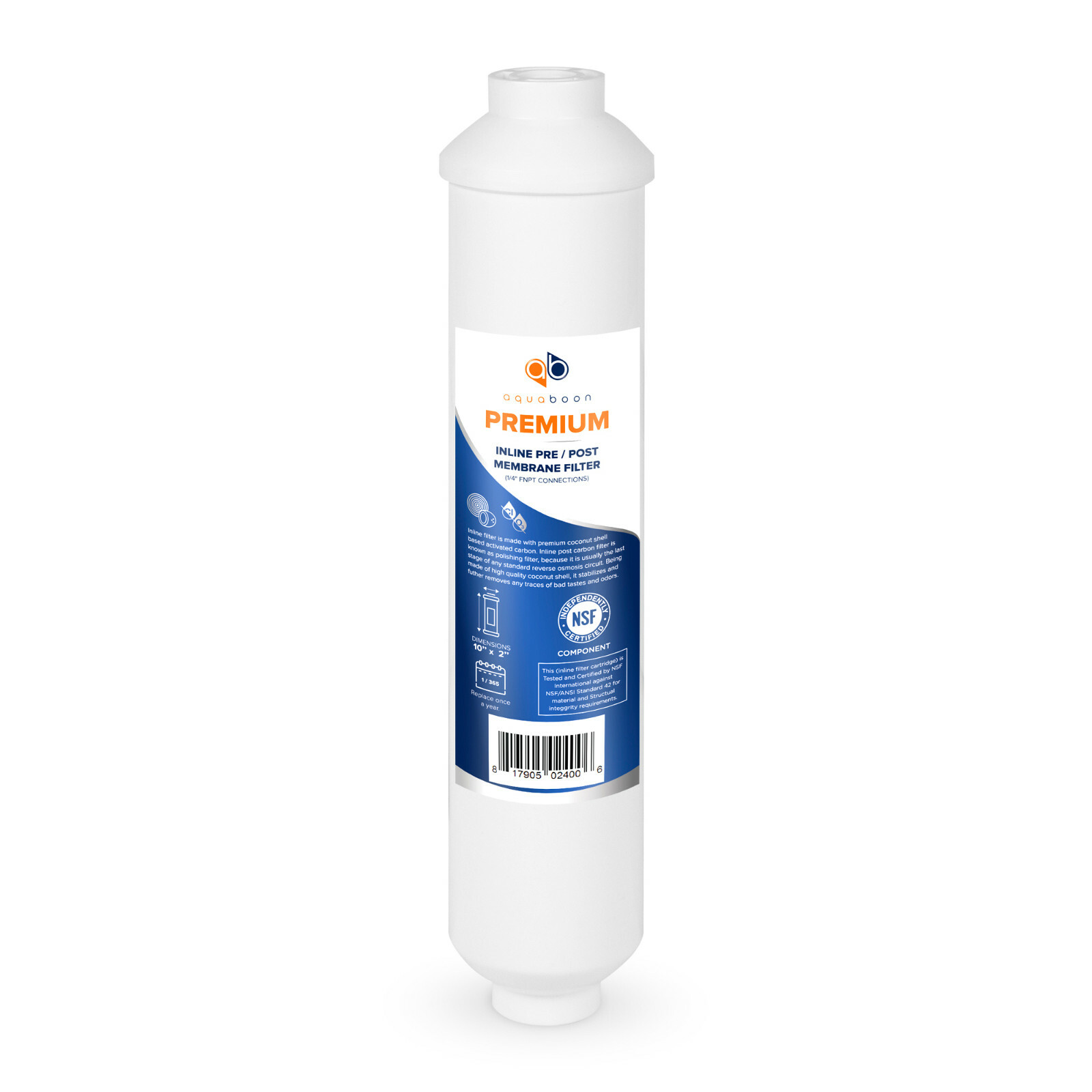 2PK Premium Aquaboon T33Inline Post/Carbon Polishing Water Filter Cartridge Jaco