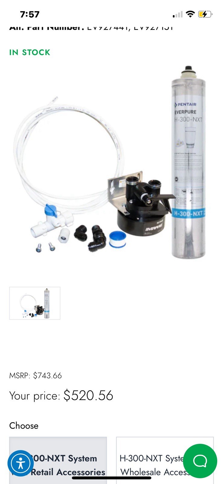Everpure EV927151 H-300-NXT Drinking Water Filter System, Silver