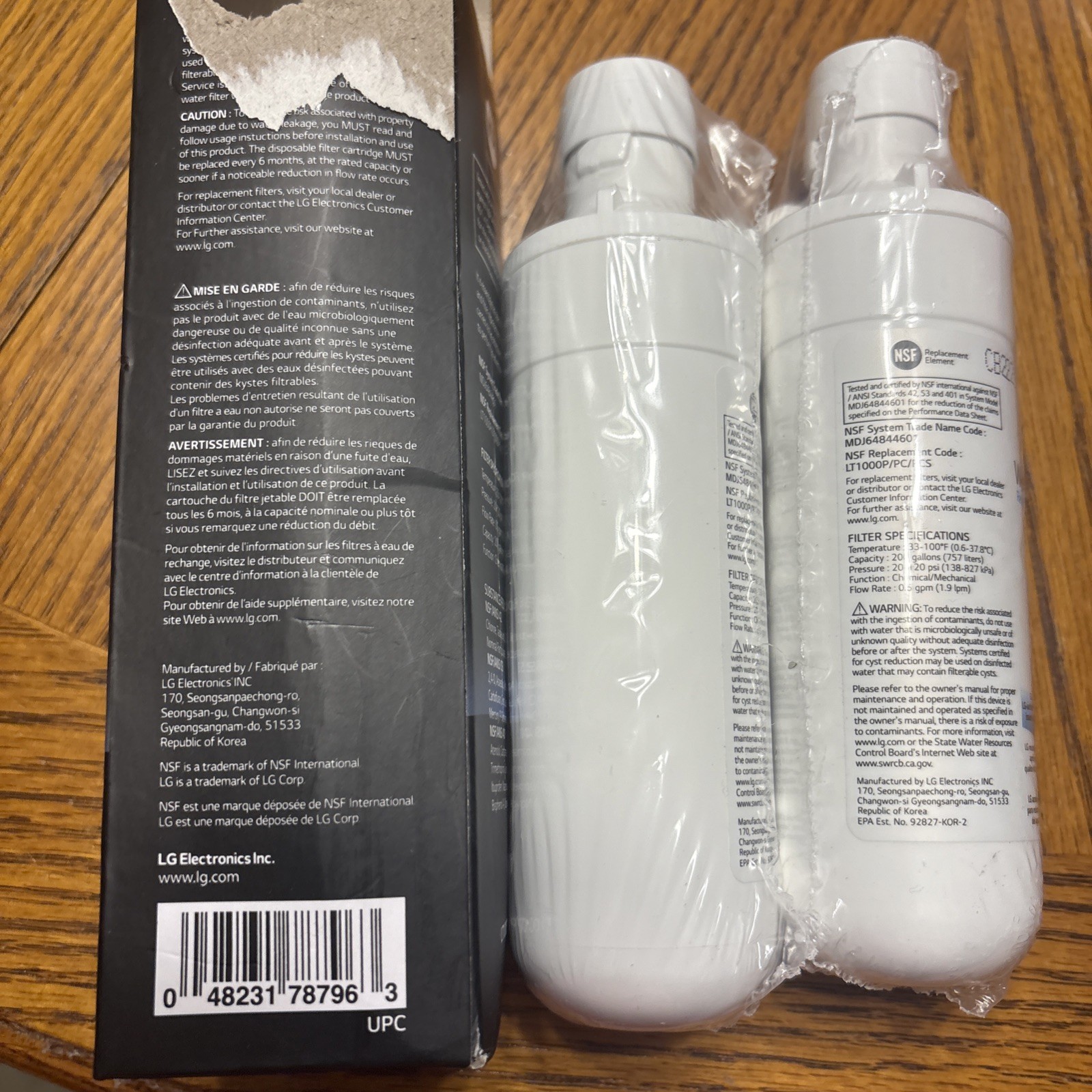 2 LG LT1000P 6 Month / 200 Gallon Capacity Replacement Refrigerator Water Filter