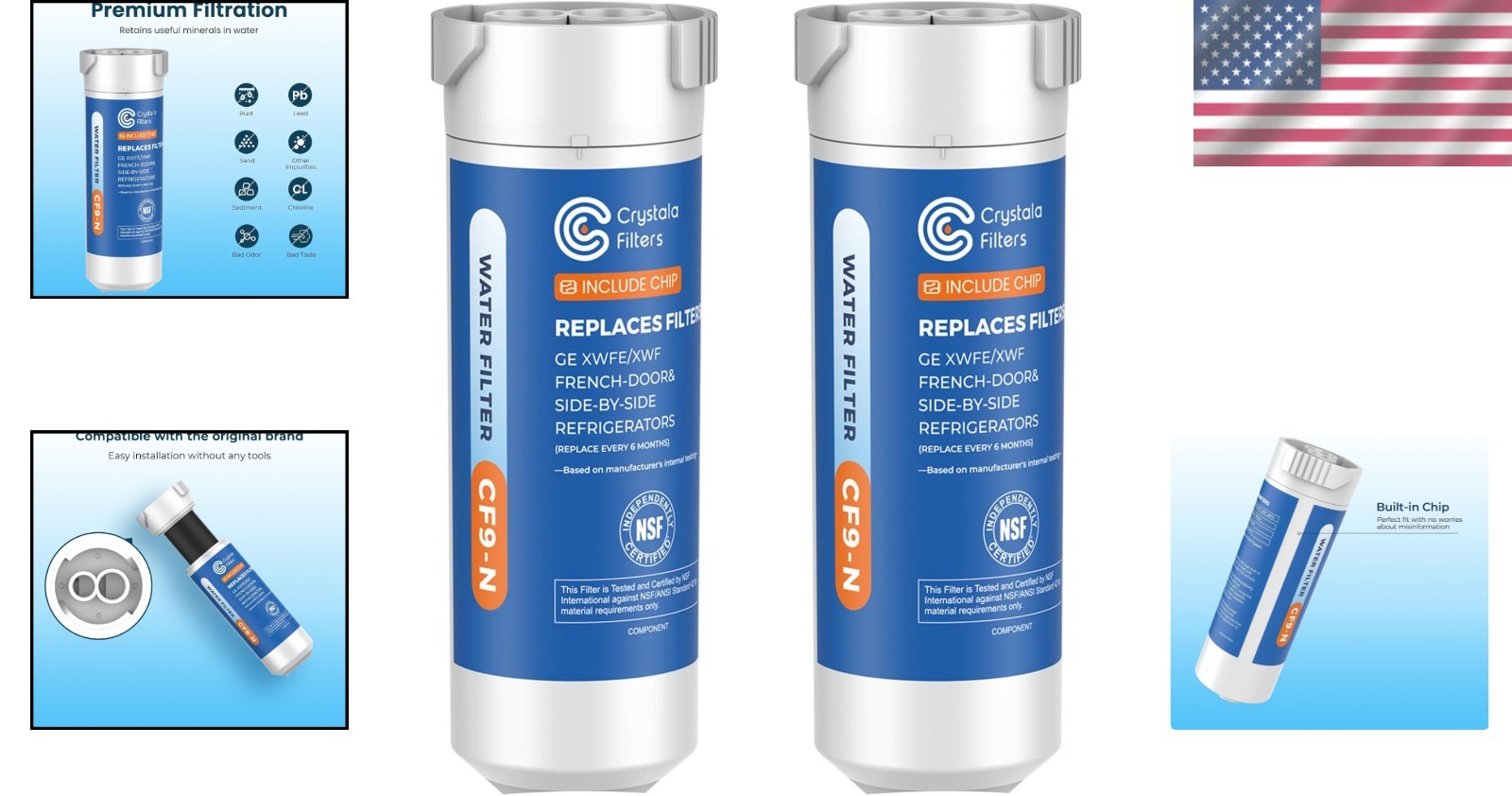 XWFE Water Filter for GE Fridge – 2 Pack