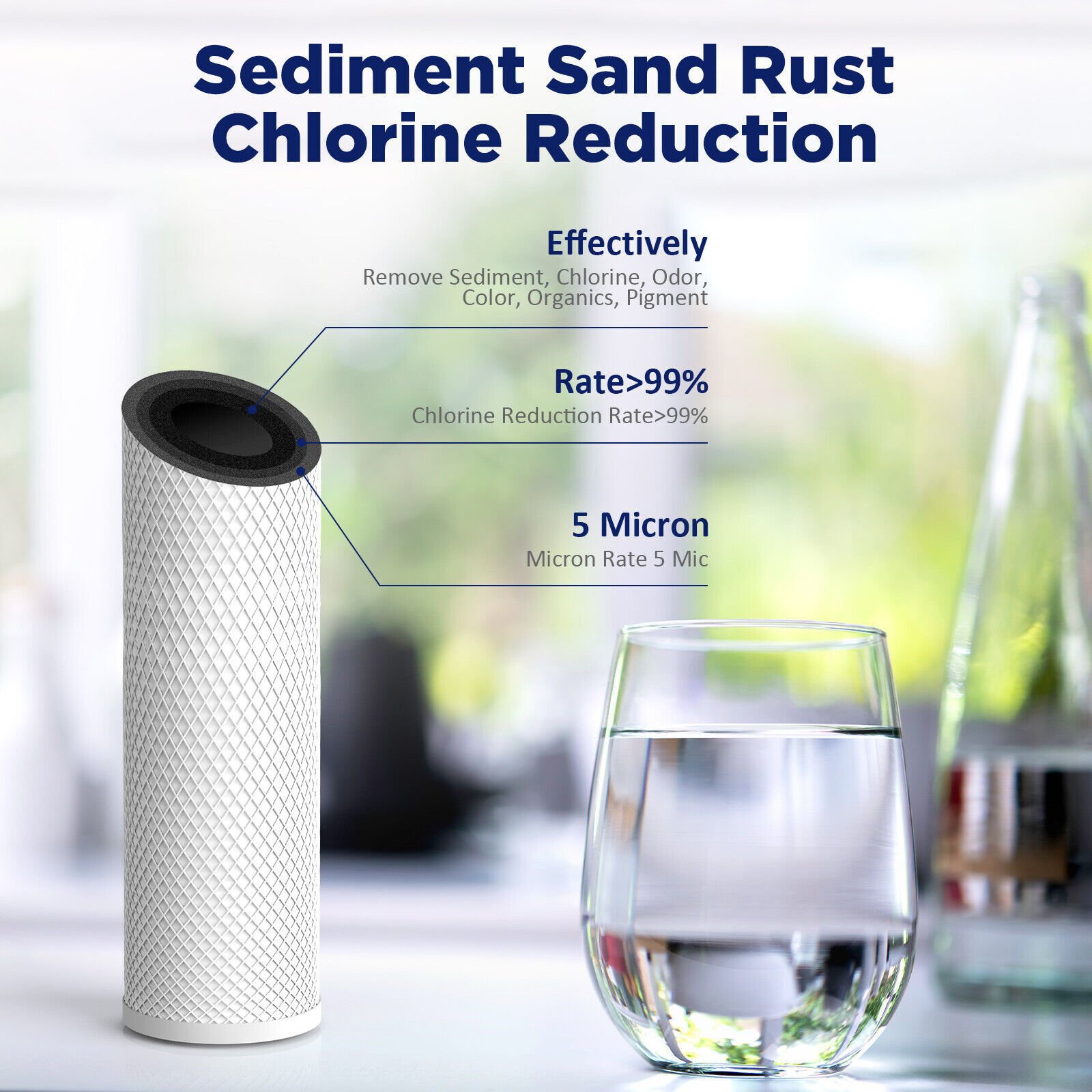 Big Blue Whole House Water Filter Housing System 20″ x4.5″ CTO Carbon Filtration