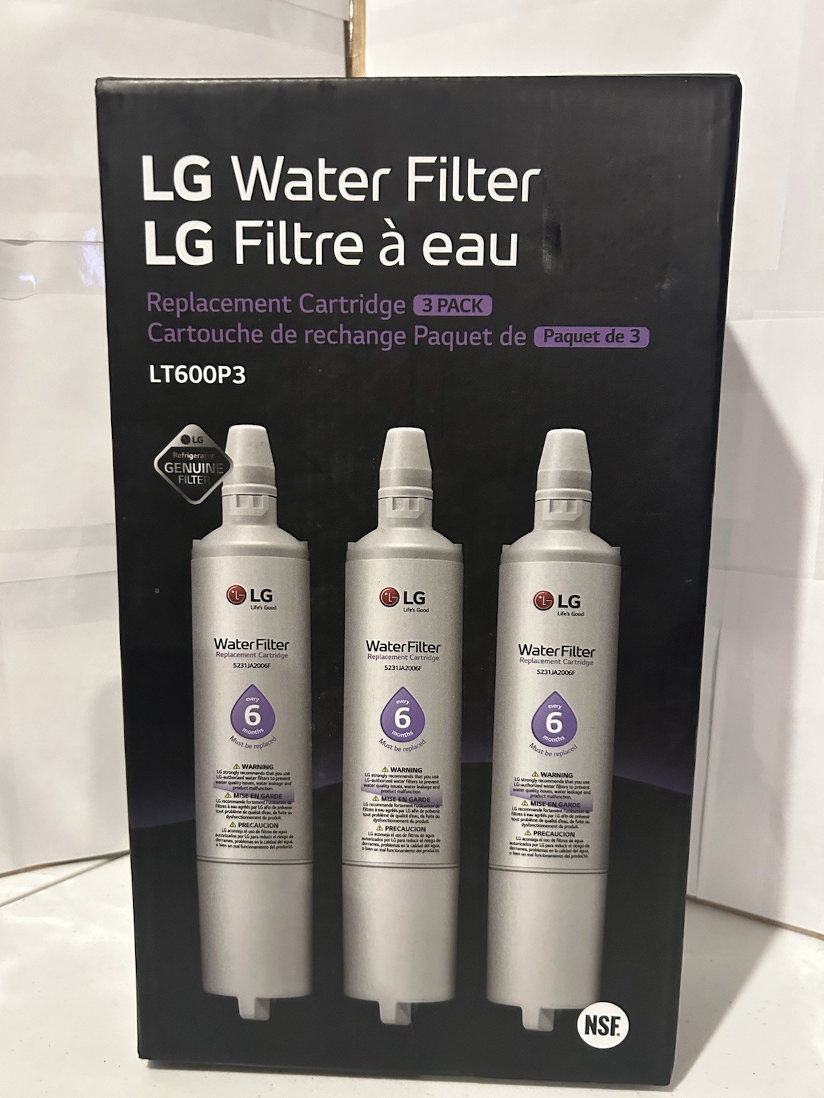 LG LT600P3 Refrigerator Water Filter, 3 Count, White, New