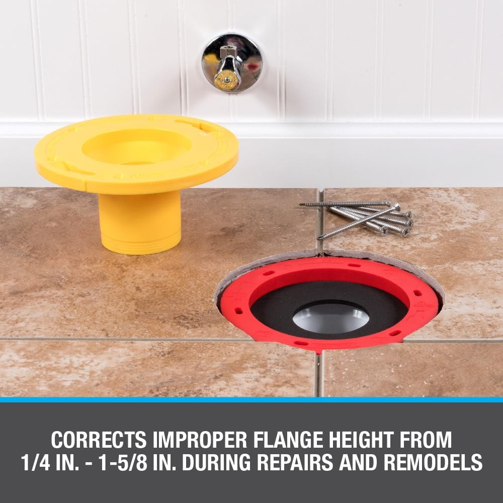 Oatey Toilet Flange Extender Kit 1/4 1 5/8 in,Red and Yellow