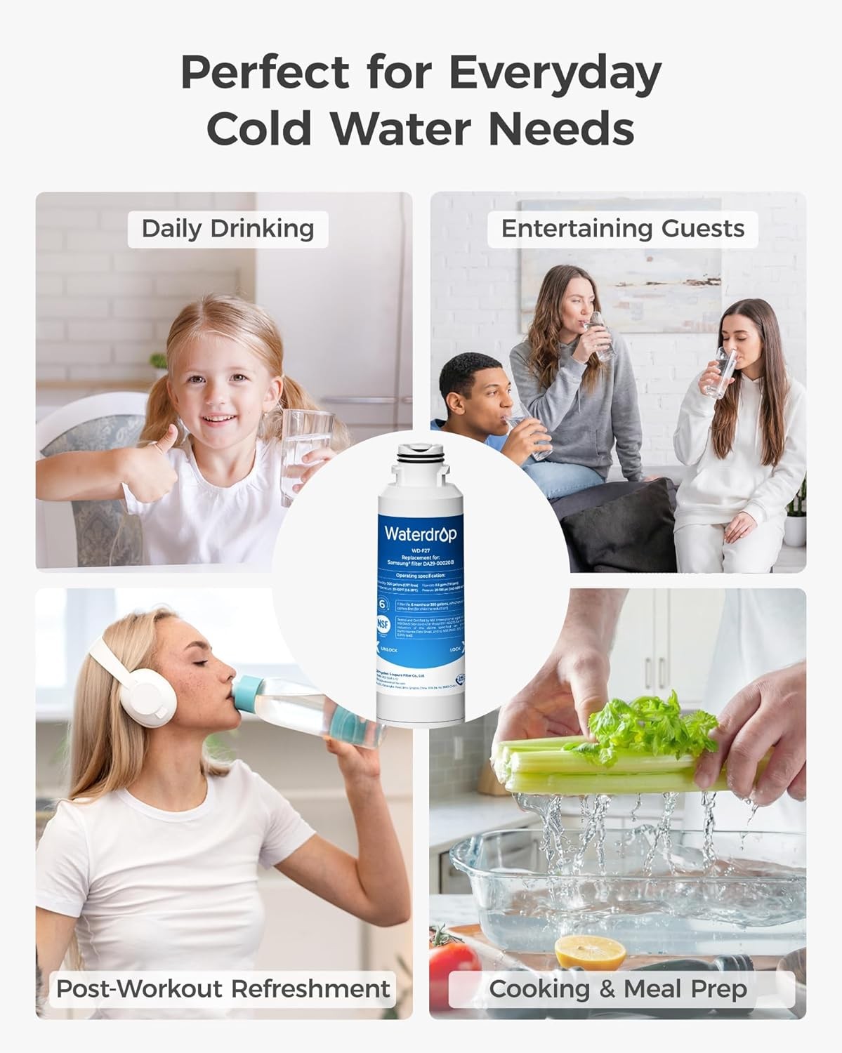 Waterdrop DA29-00020B Refrigerator Water Filter, Replacement for Samsung HAF-CIN