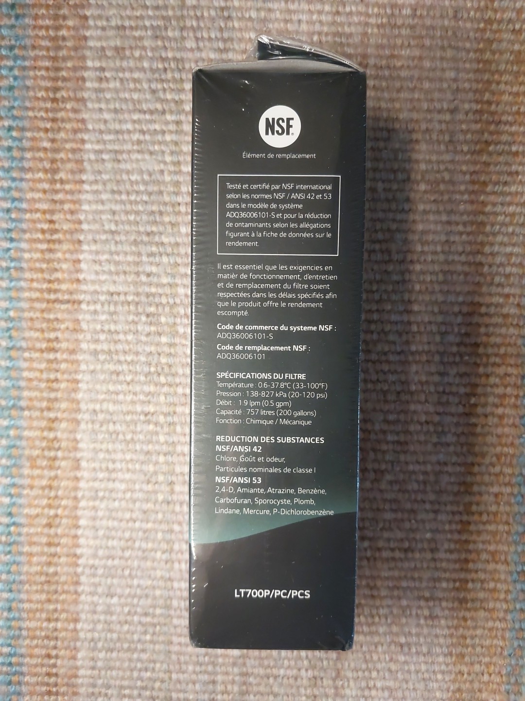 New Genuine LG LT700P/PC/PCS Refrigerator Replacement Water Filter ADQ360061