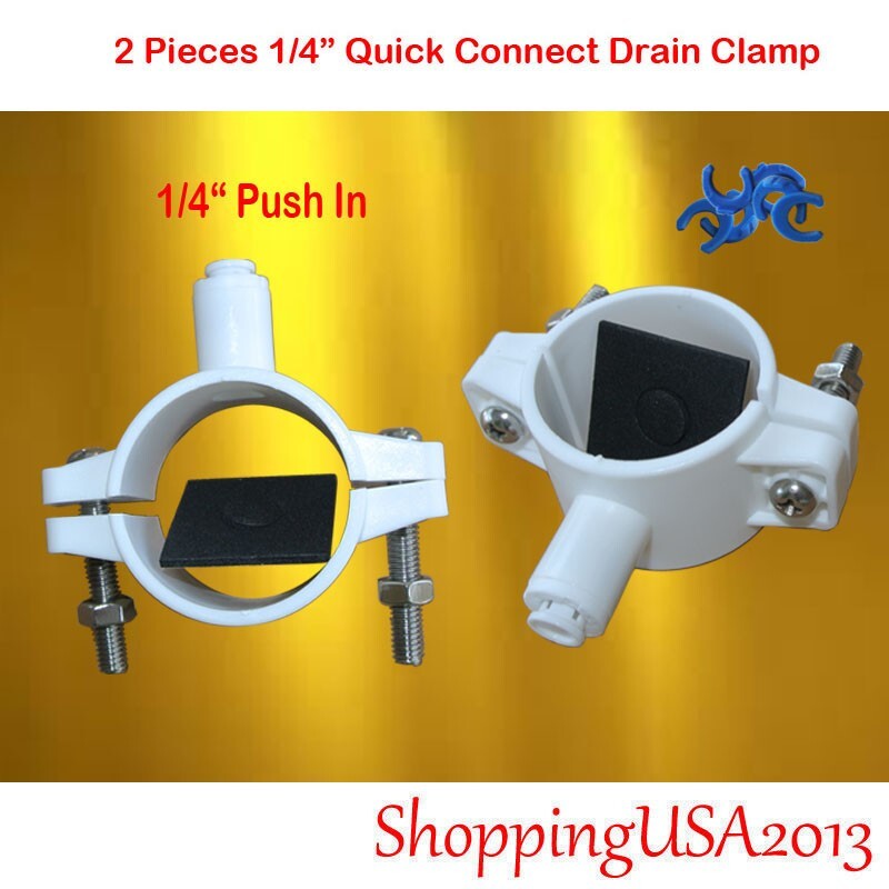 2 Drain Clamp 1/4″ Quick Connect Push In Water Filter RO Reverse Osmosis System