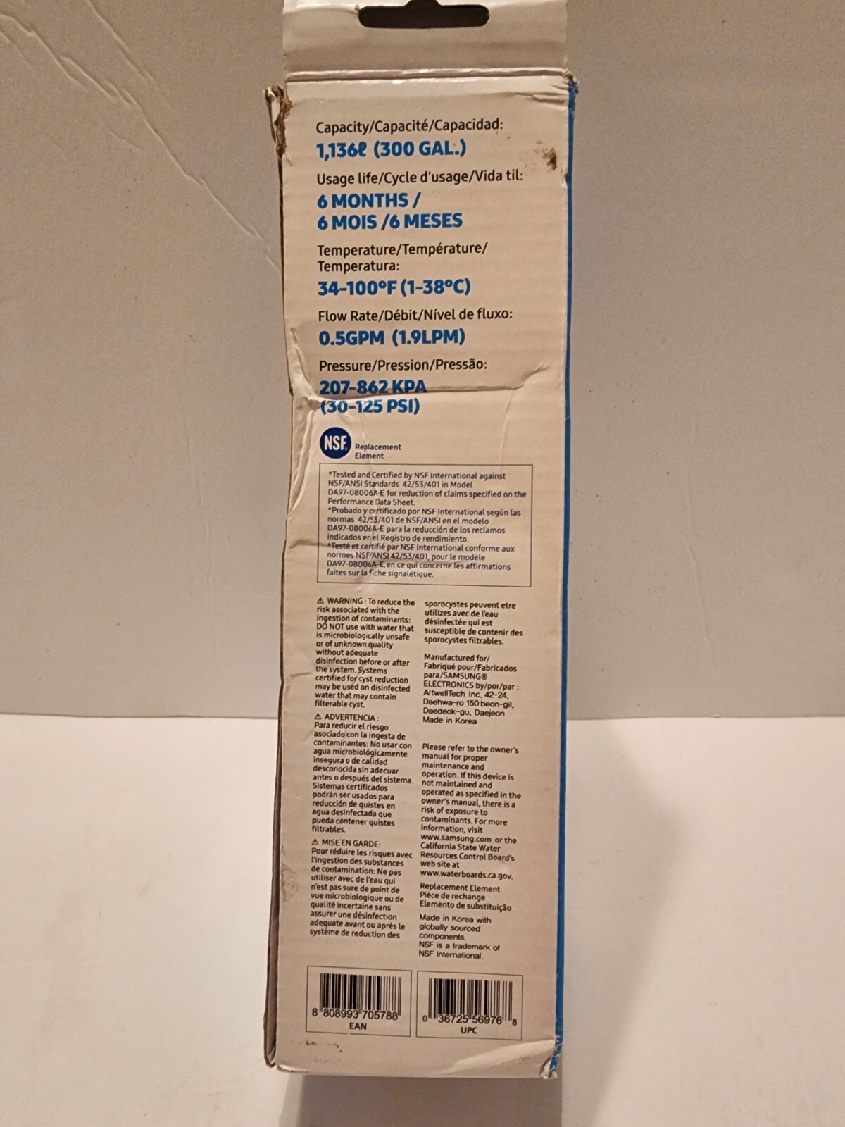 Samsung Genuine DA29-00020B HAF-CIN/EXP Fridge Ice & Water Filter