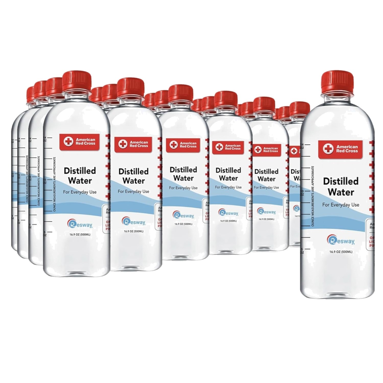 American Red Cross 16.9 fl.oz Bottled Distilled Water – Eco-Friendly Pack of 24
