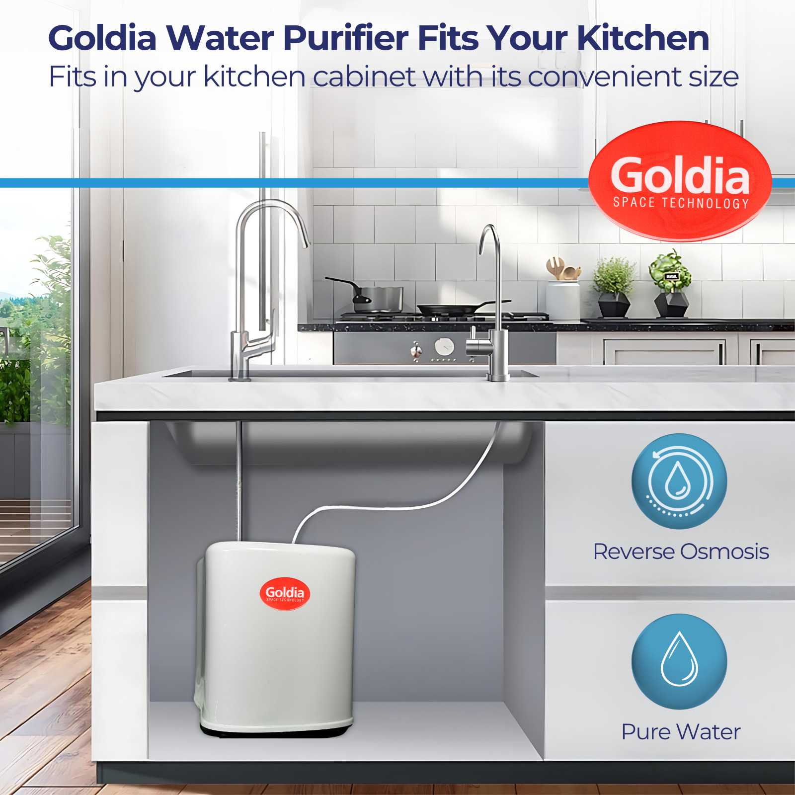 Goldia Water Purifier – RO Water Filter System – 90 GPD 5-Stage Home Reverse Osm