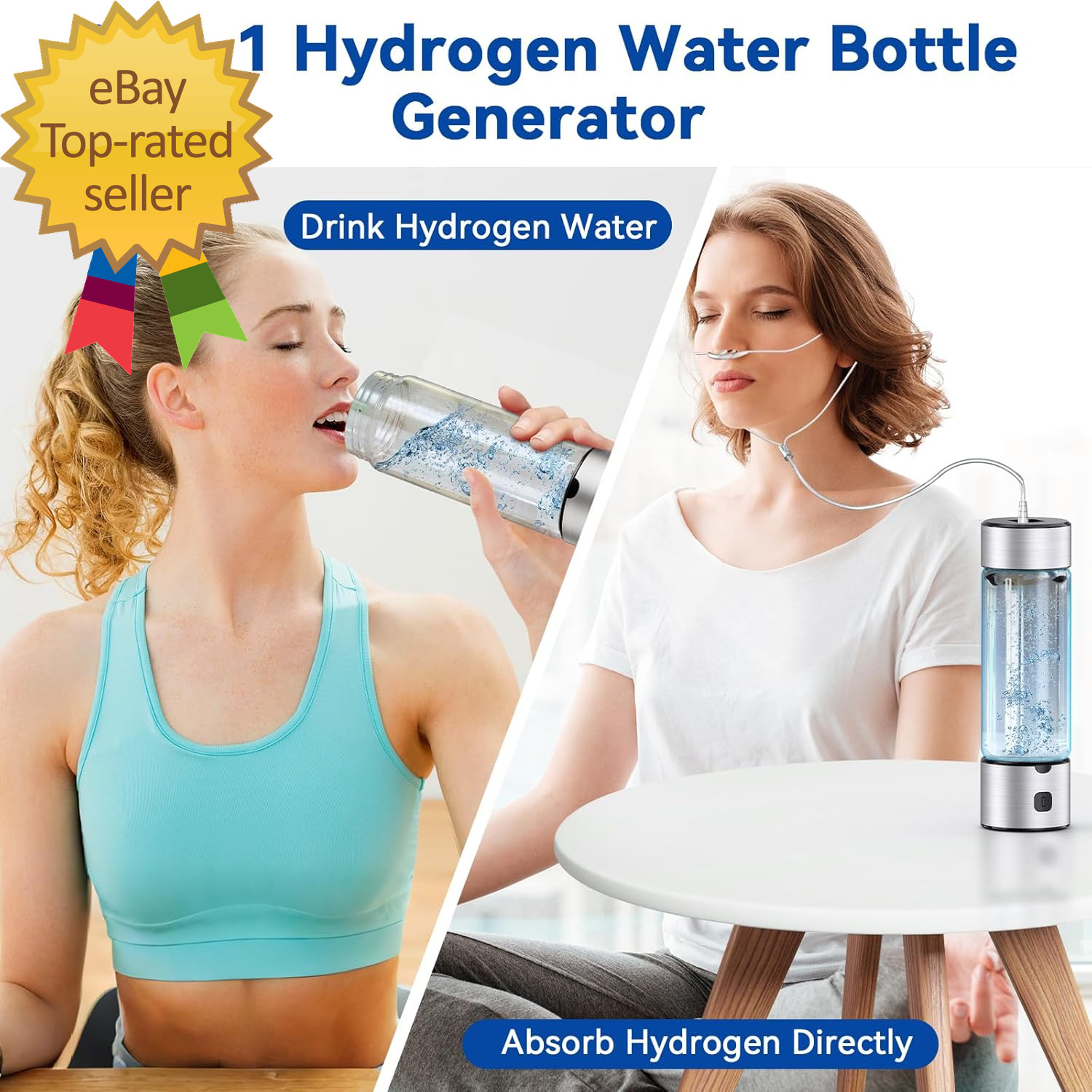 2 in 1 Hydrogen Water Bottle with SPE/PEM Technology 460Ml Rechargeable ionize