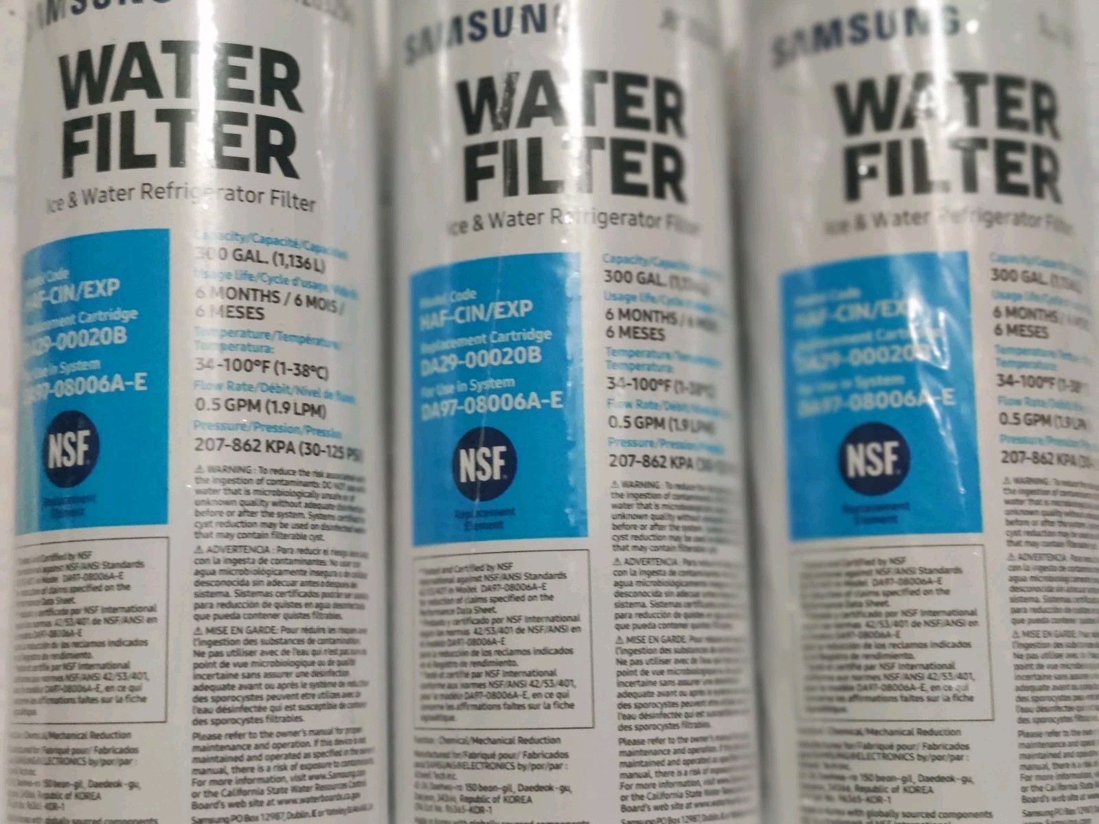 3-Pack Genuine Samsung DA29-00020B HAF-CIN/EXP-REFRIGERATOR Water Filter