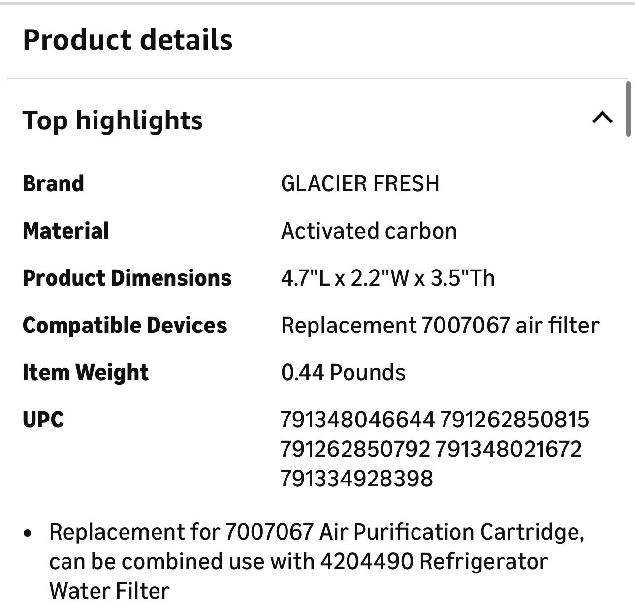 GLACIER FRESH Replacement for Sub-Zero Refrigerator Air Purification Cartridge